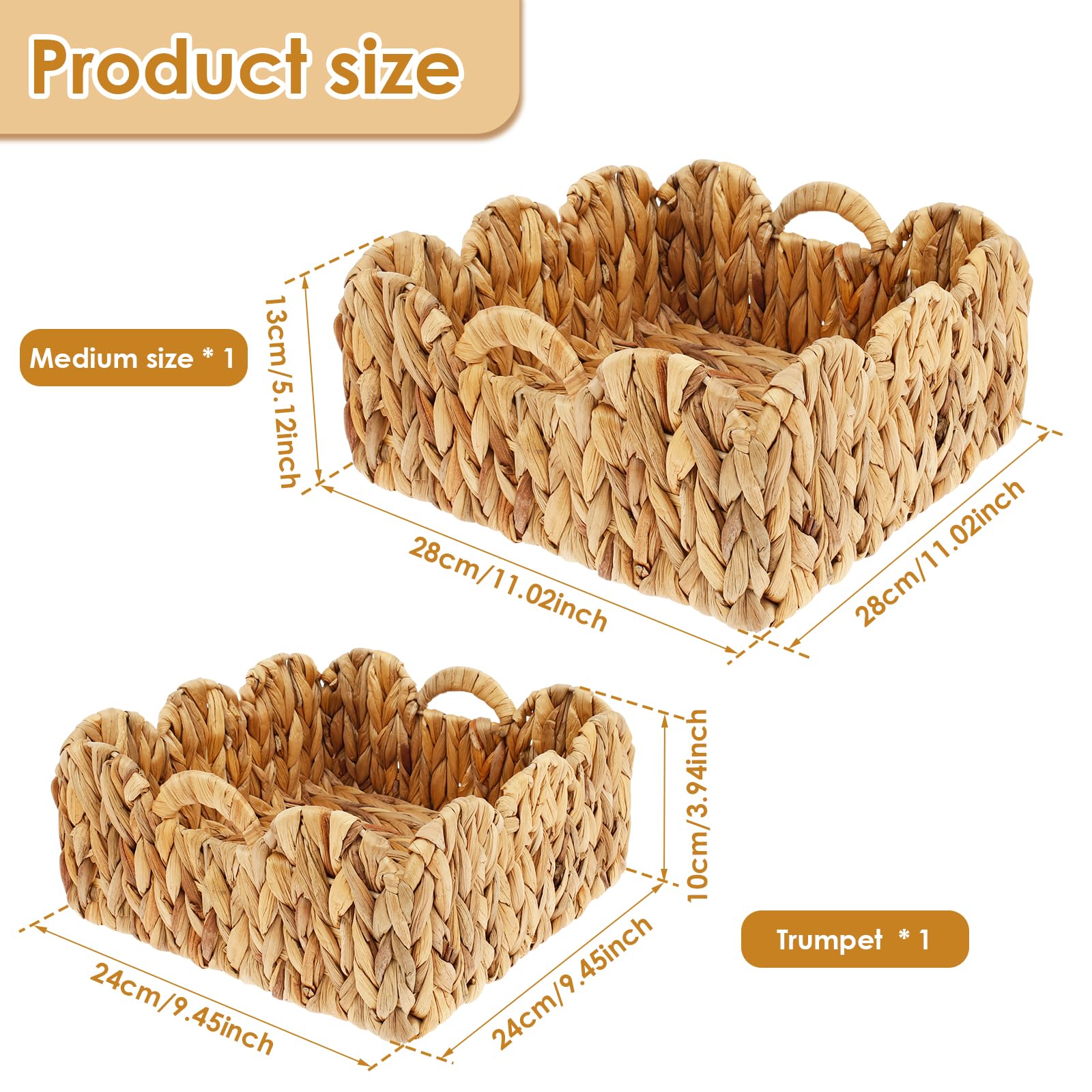 2-Pack Handwoven Woven Storage Baskets with Handles - Natural Rattan Nursery & Home Organization Bins - 15L Capacity for Bedroom, Living Room, Baby Room Storage - Perfect for Toys, Blankets & Clothes Organization