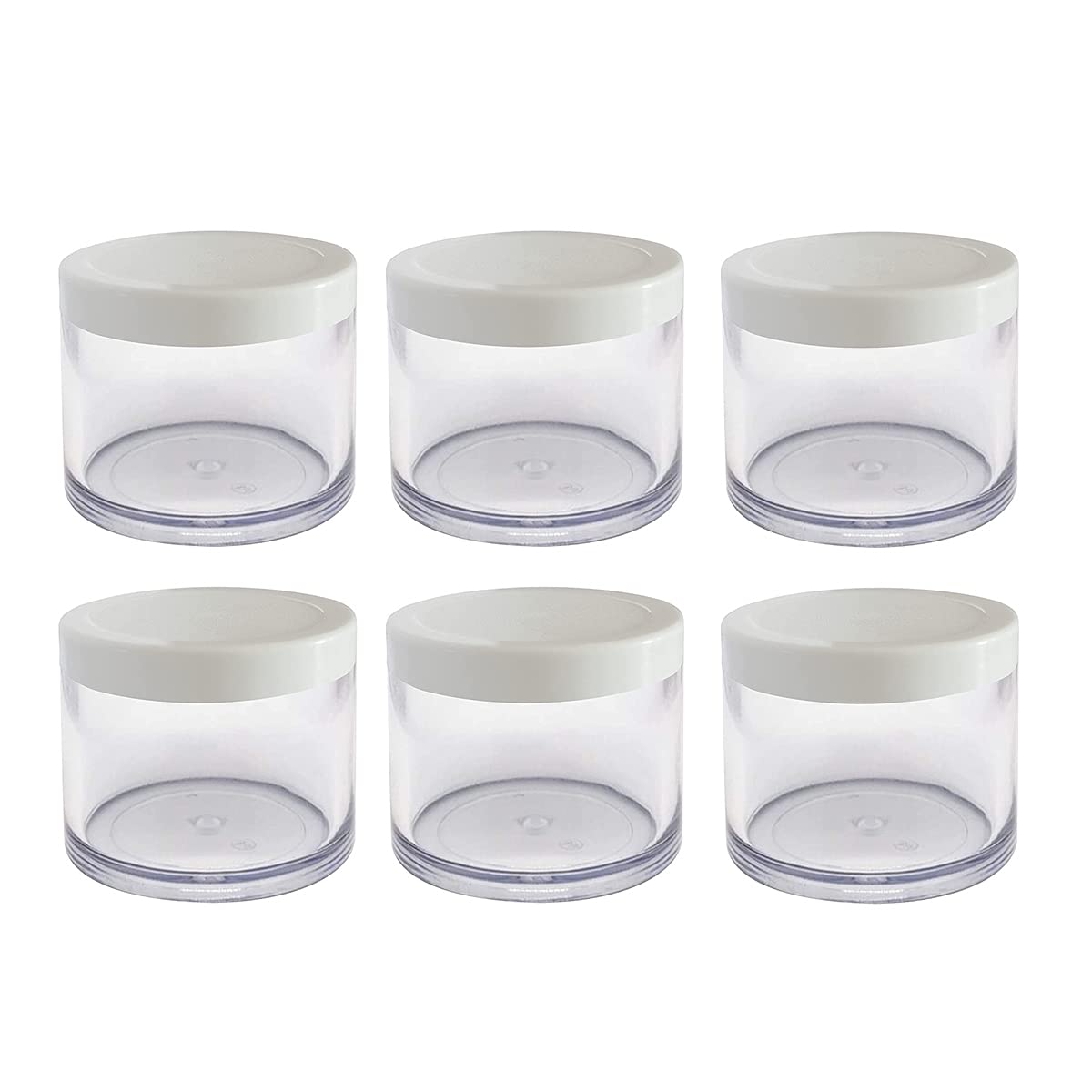 Dinemart 6-Pack 100GM Clear Cosmetic Jars with White Lids & Inner Plugs - Leakproof DIY Containers for Creams, Gels, Lip Balms, Body Butters & Skincare Products | Perfect for Home Beauty Recipes & Travel-Size Storage