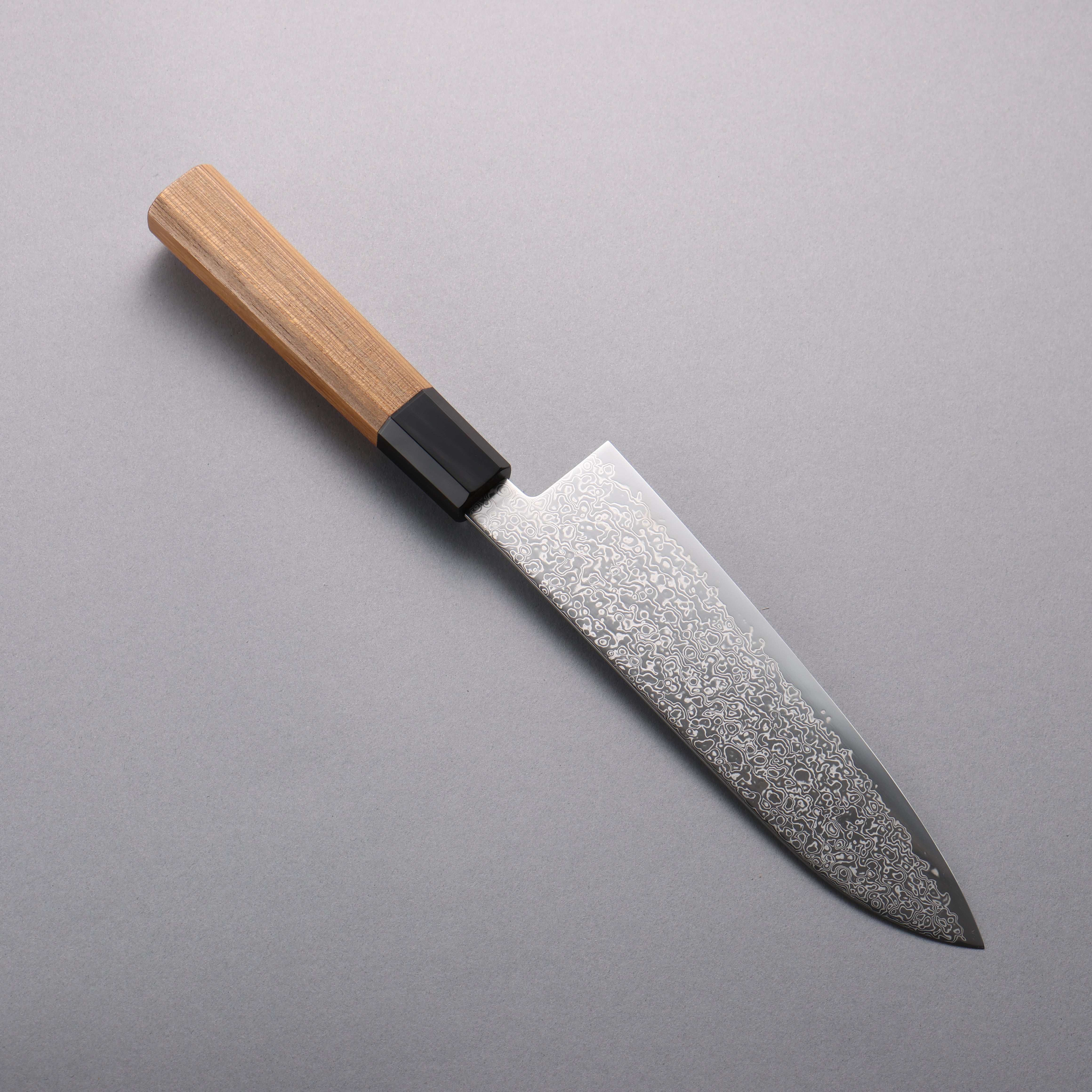 Premium Seisuke SG2 Damascus Santoku Knife 180mm - Japanese Teak Wood Handle with Black Water Buffalo Horn Ferrule - Perfect for Slicing, Dicing & Chopping Vegetables, Meat & Fish