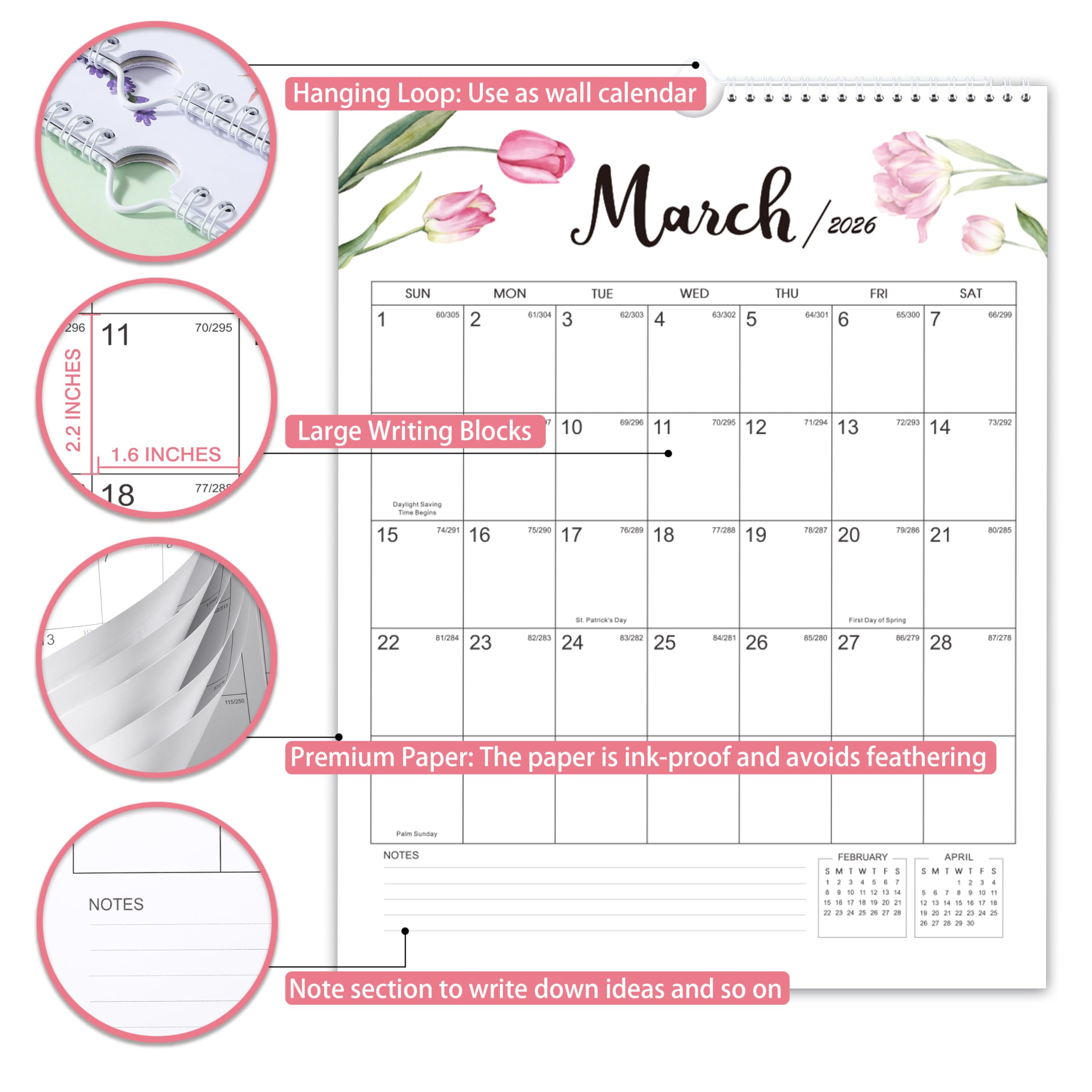 2025-2026 Wall Calendar - 18 Month Vertical Hanging Calendar from July 2025 to December 2026 | 14.8 x 11.5 Inches Large Monthly Planner with Julian Dates | Perfect for Home, Office & School Organization