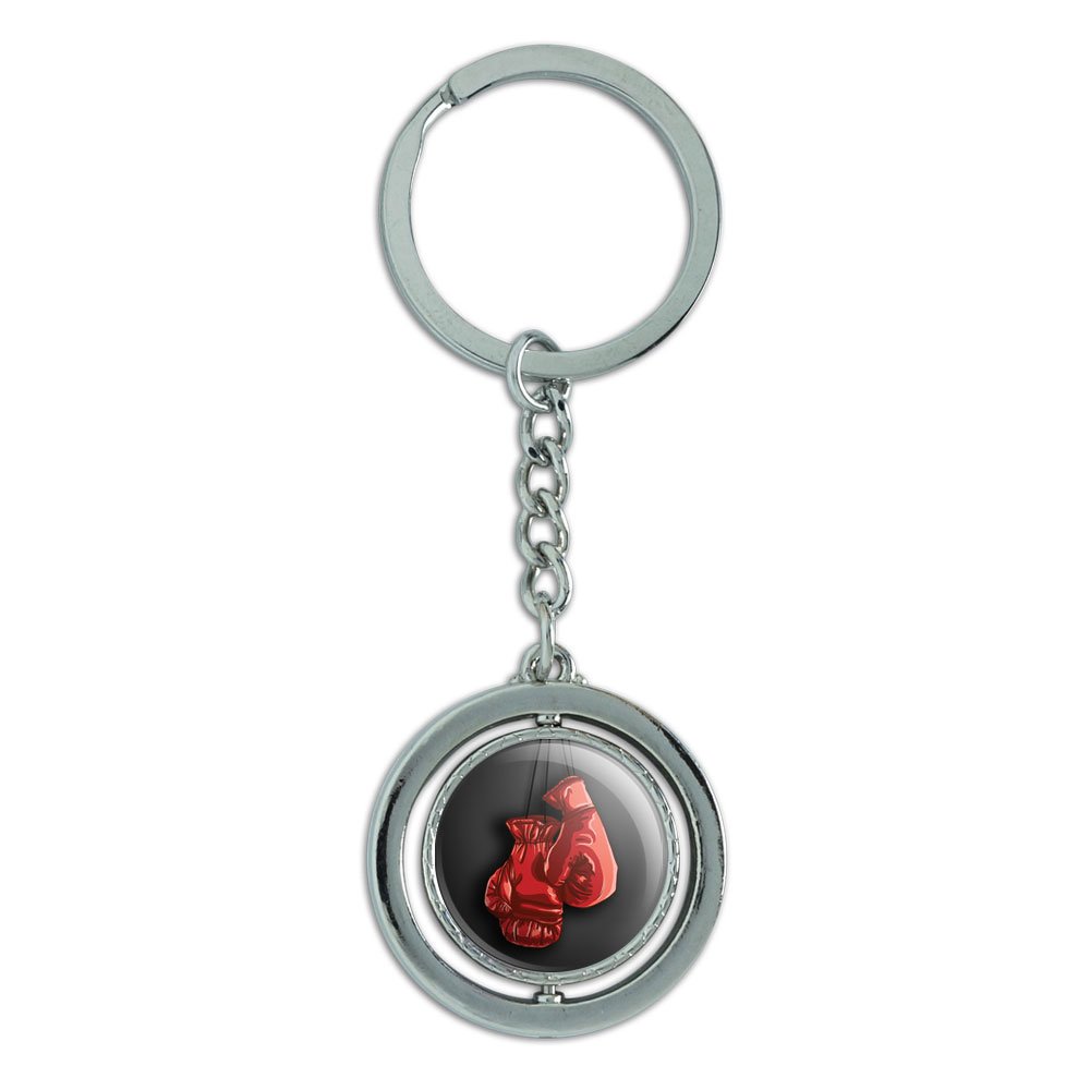 Boxing Gloves Spinning Round Metal Keychain - Boxer Key Ring for Gym, Sports & Gifts | Durable & Stylish Accessory for Fight Fans & Athletes