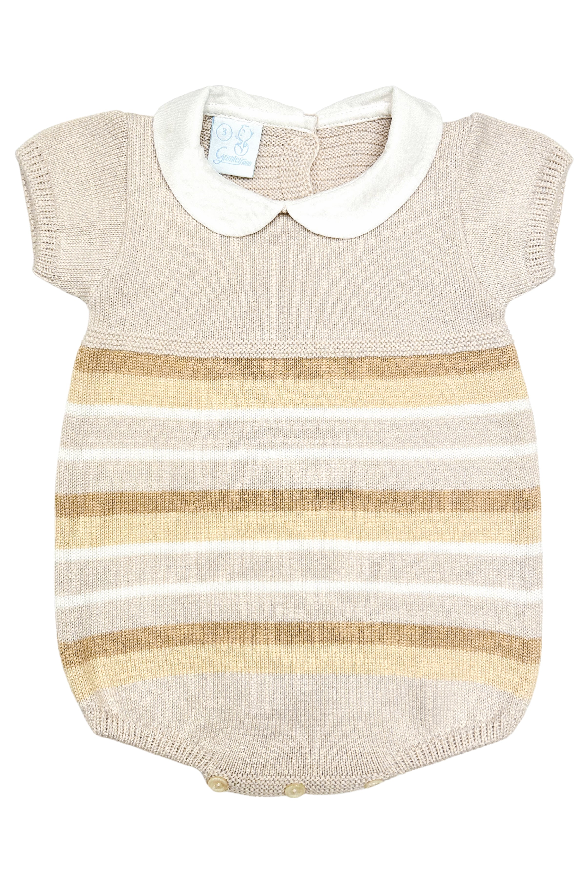 Jonah Stone Beige & Camel Striped Knit Romper - Stylish and Comfortable One-Piece Outfit for Women | Perfect for Casual Outings, Beach Vacations, and Summer Parties