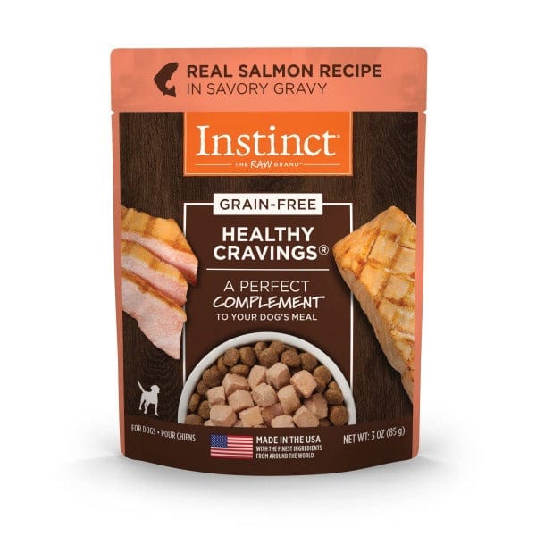 Instinct Healthy Cravings Real Salmon Recipe Grain-Free Wet Dog Food Pouches - High Protein Natural Puppy & Adult Dog Food - Perfect for Travel, Hiking & Training Treats