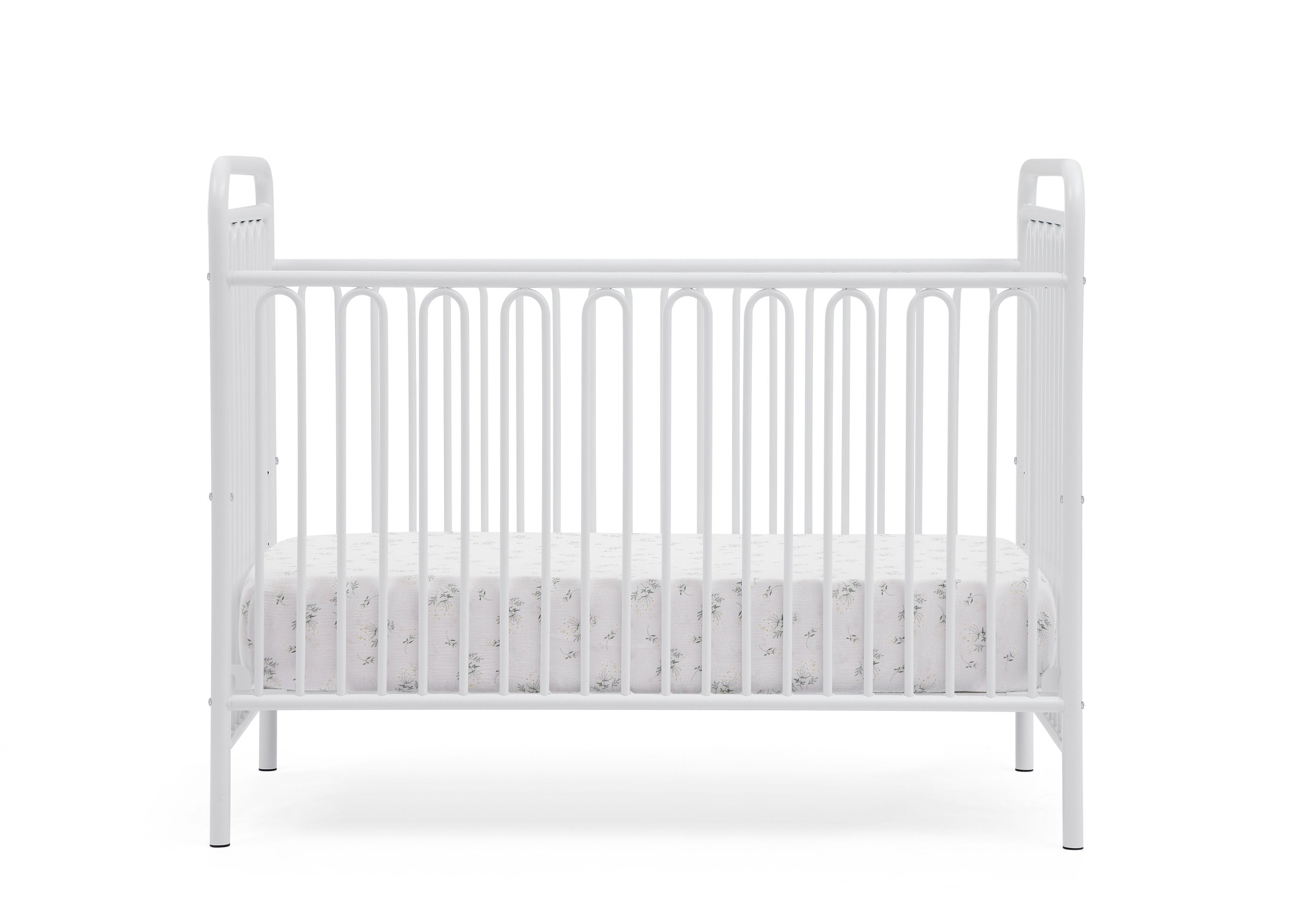 Darcy 4-in-1 Convertible Metal Baby Crib - Toddler Bed, Daybed & Full-Size Bed Conversion - Modern Nursery Furniture for Newborns to Teens (White) | Perfect for Small Spaces & Growing Families