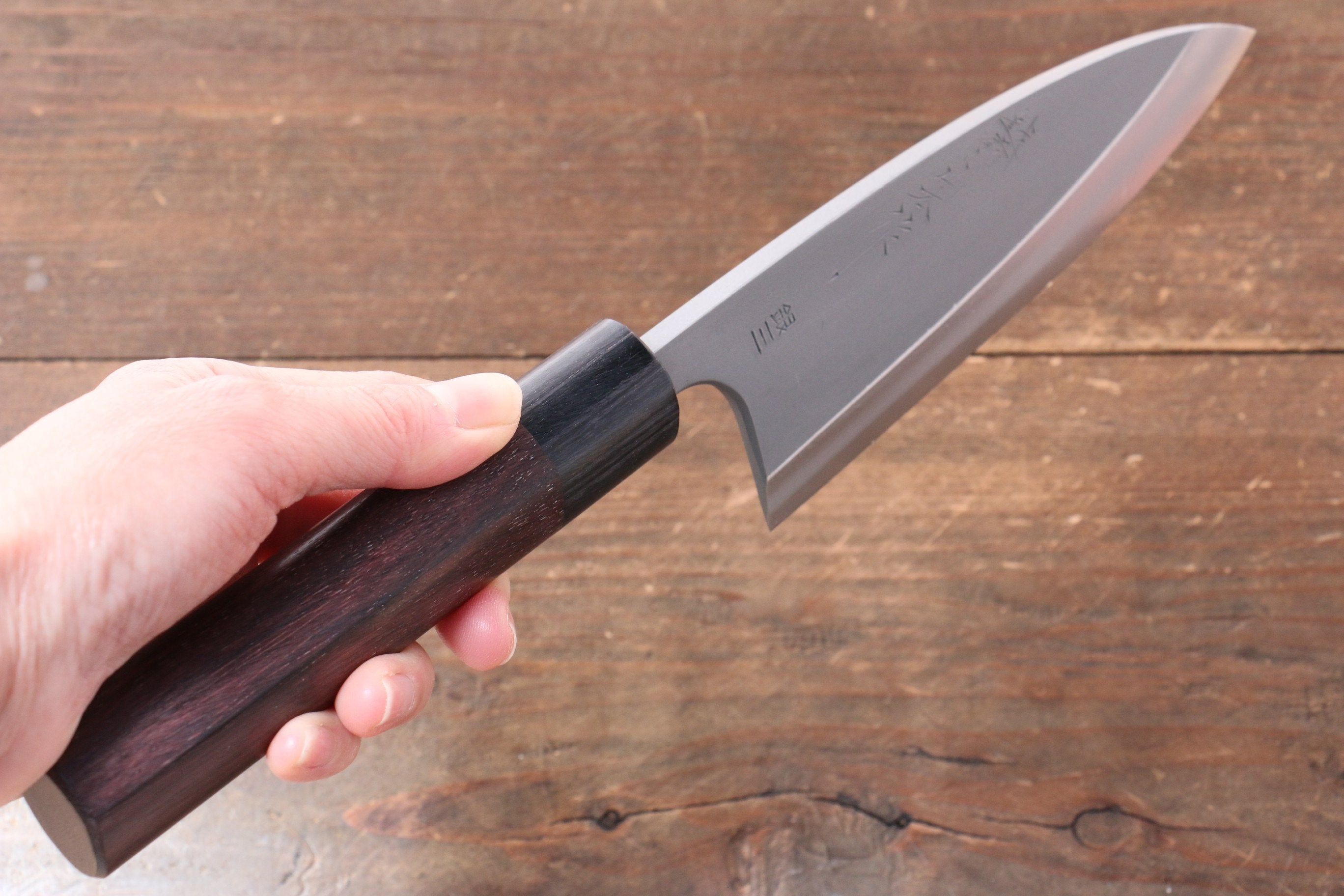 Nao Yamamoto Silver Steel No.3 Nashiji Deba 150mm Japanese Chef Knife with Shitan Handle - Perfect for Sushi, Fish Filleting & Precision Kitchen Tasks