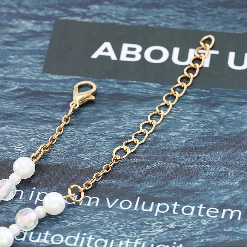Olbye Gold Pearl Toe Ring Anklet Bracelet Set - 2 Pcs Barefoot Sandals Foot Chain Jewelry for Women | Beach Wedding, Boho Festival, Summer Vacation Accessories