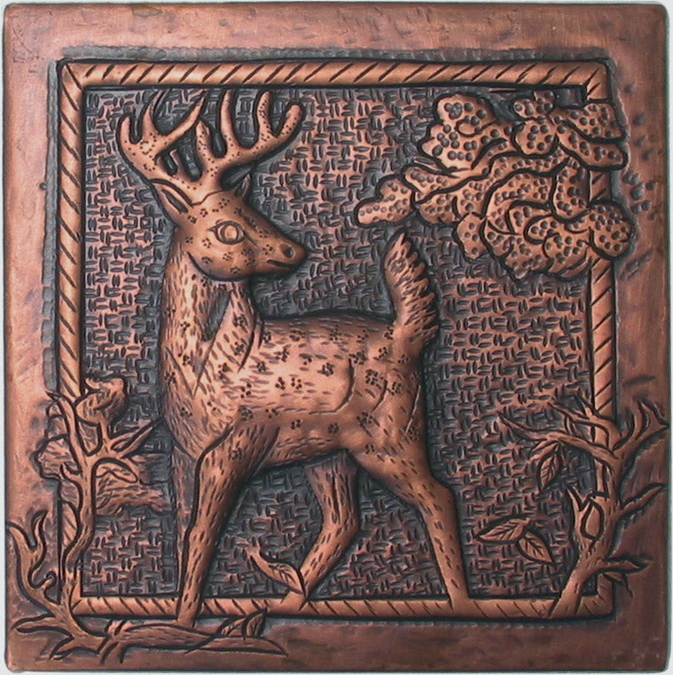 Handmade Deer Theme Rustic Copper Wall Tile - Kitchen Backsplash, Home Decor, Wall Art for Living Room & Bedroom | Perfect for Farmhouse, Cabin & Rustic Style Interiors