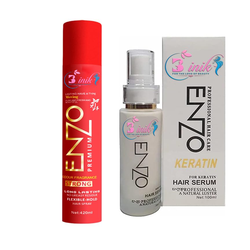 B inik Hair Spray & Hair Serum Combo Set (2 Items) - Volumizing & Nourishing for All Hair Types | Perfect for Styling & Daily Hair Care