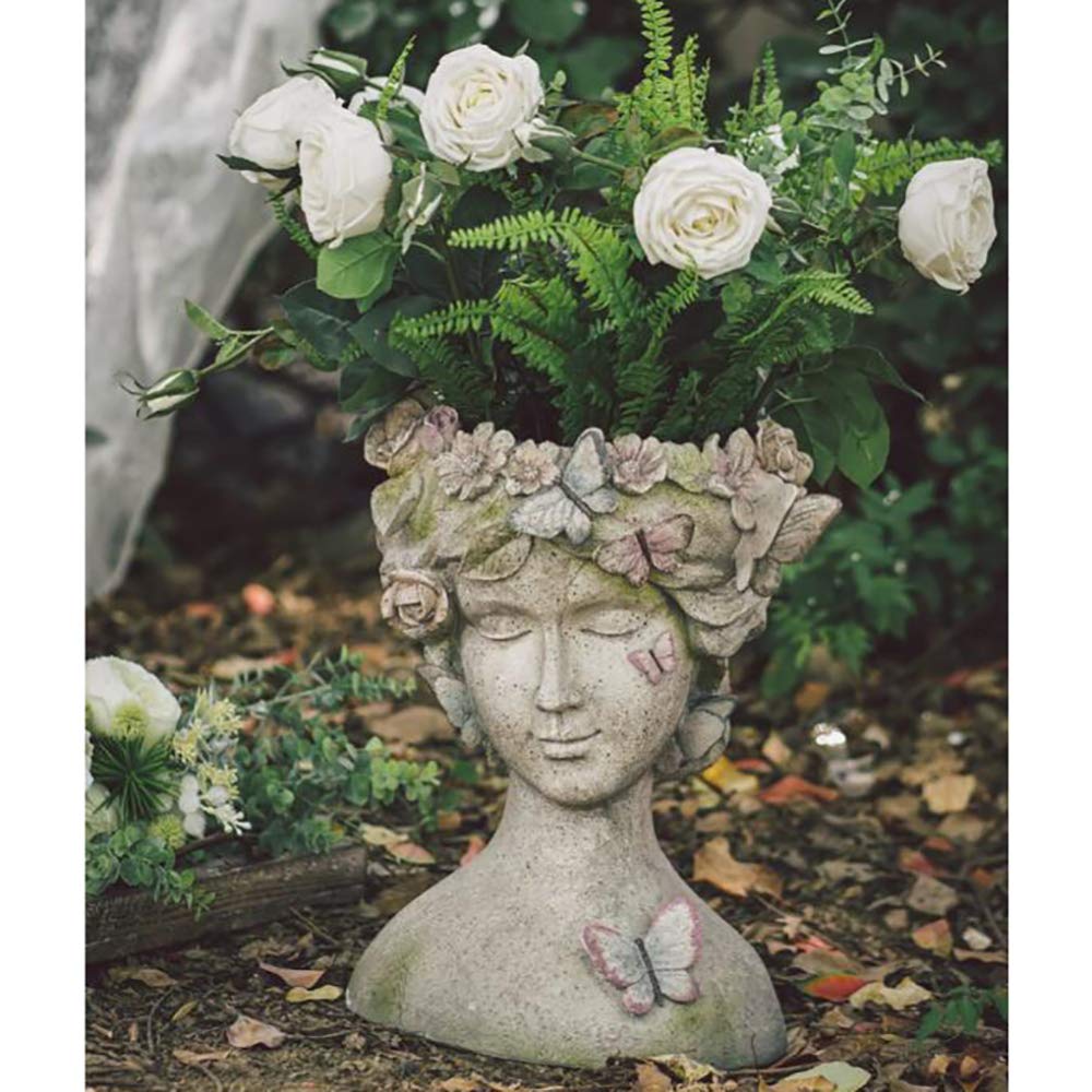 Butterfly Fairy Face Resin Flower Pot - Indoor Outdoor Garden Planter for Plants, Flowers & Succulents - Perfect for Home Decor, Patio & Garden Decorations