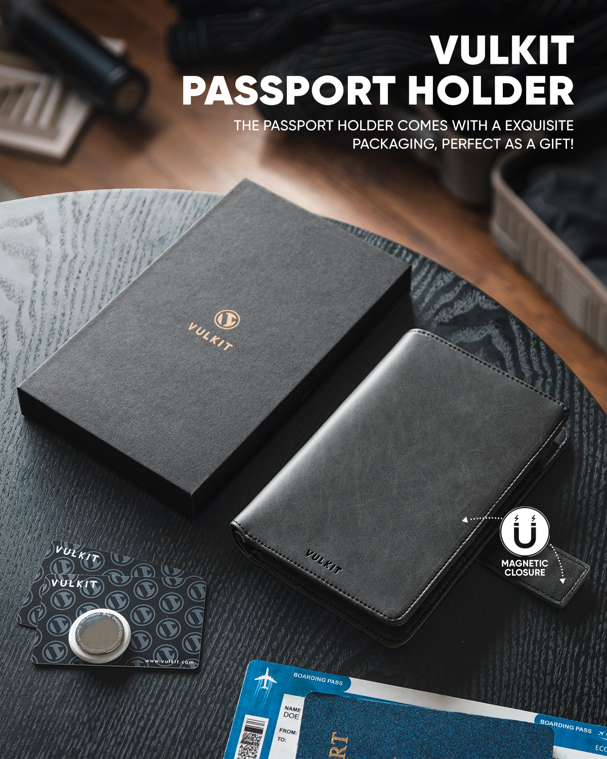 VPW101 RFID Blocking Passport Wallet with AirTag Holder - Secure Travel Organizer for International Trips & Business Travel
