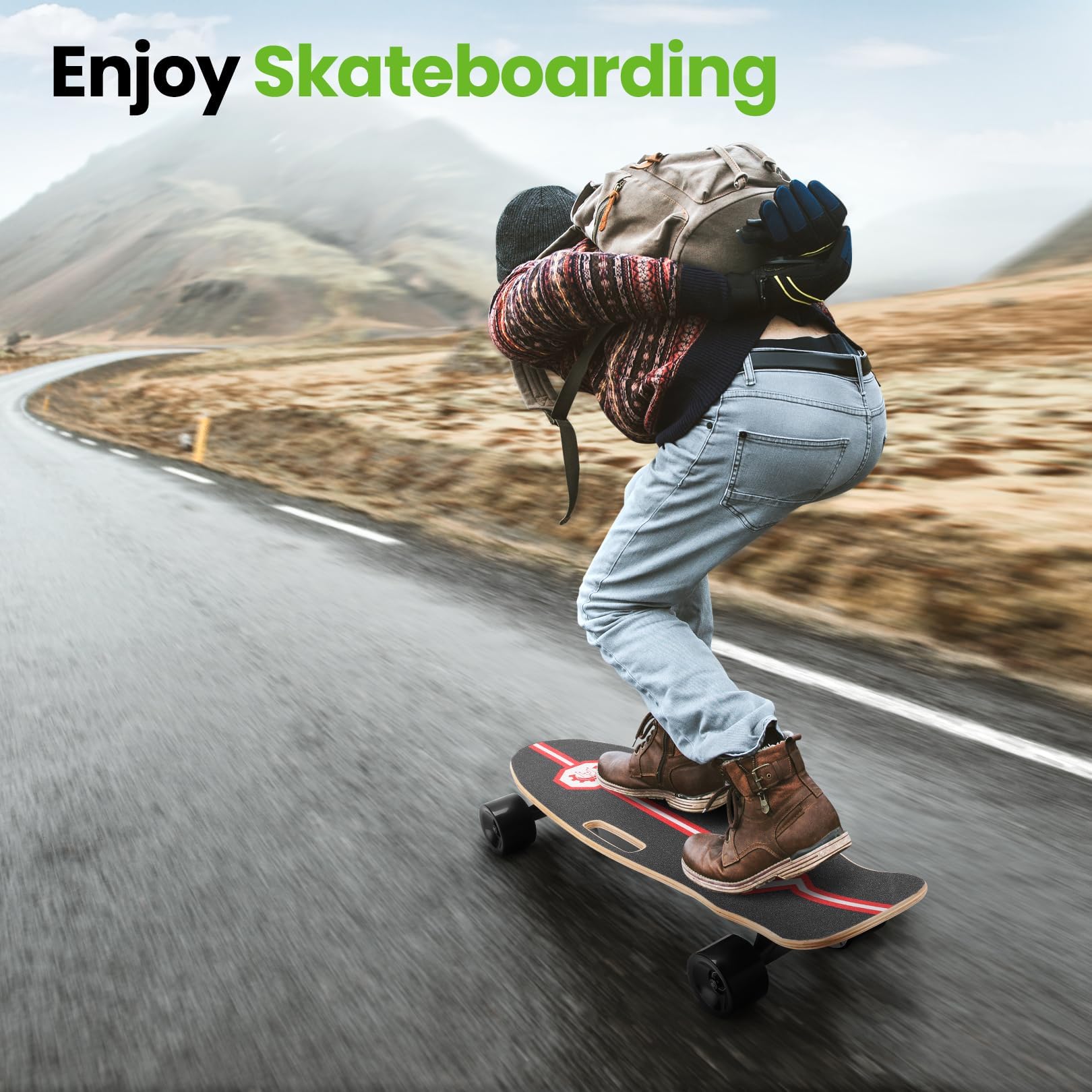 Caroma 350W Electric Skateboard with Remote Control - 12.4 MPH Top Speed, 7-Layer Maple Deck, Portable Longboard for Commuting & Fun - Built-in Smart BMS - Perfect for Teens & Adults - Ideal for Campus, Park Rides & Urban Transportation