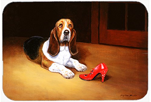 Caroline's Treasures BDBA0372MP Washable Large Mouse Pad with Basset Hound & Shoe Design - Non-Slip Desk Mat for Home Office, Gaming, Computer & Laptop Use - Perfect as Hot Pad or Trivet for Kitchen