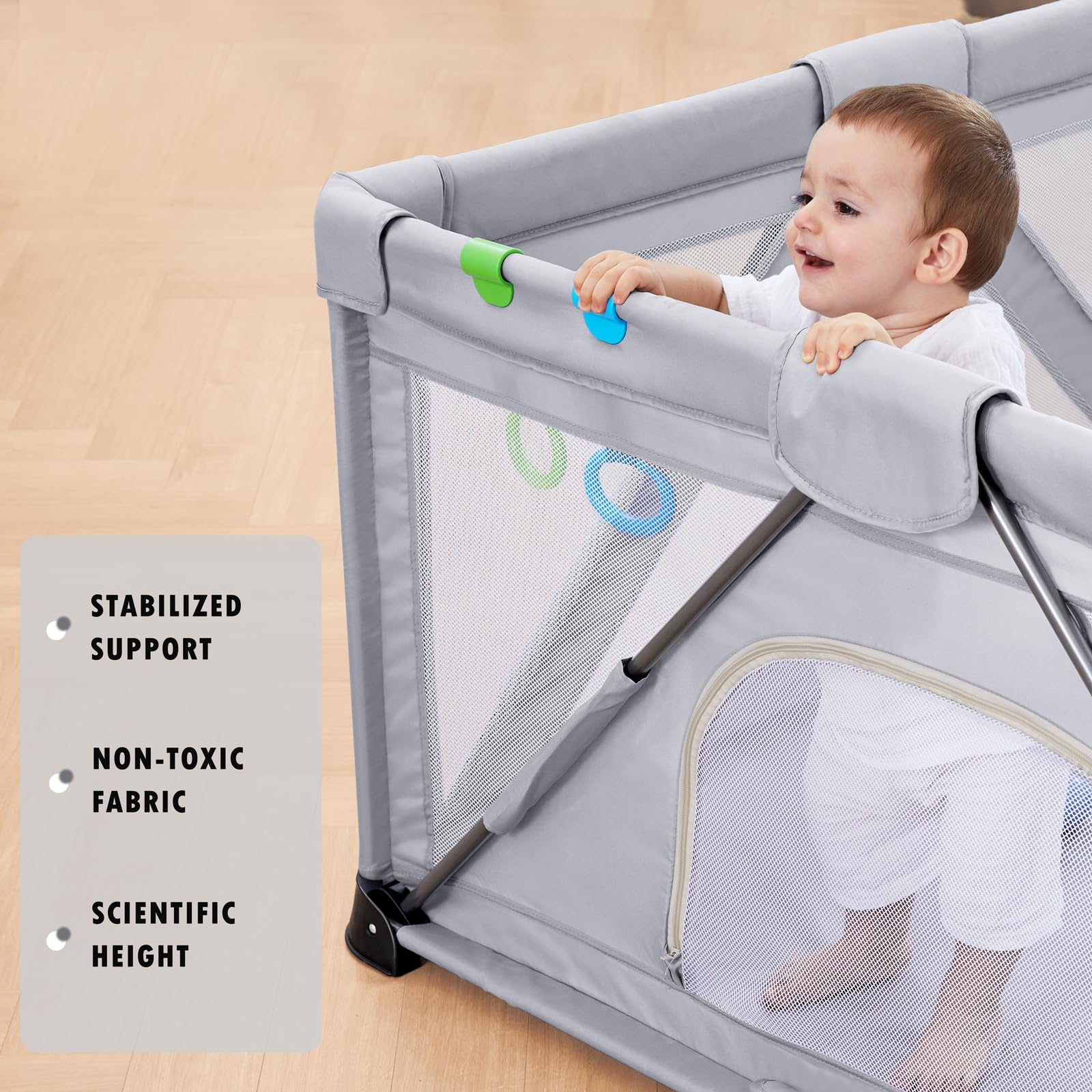 Foldable Baby Playpen for Infants & Toddlers - Portable Playard with 50 Balls & 2 Handles - 50