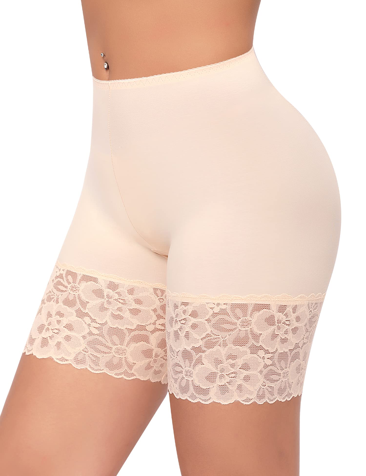 Women's Anti-Chafing Seamless Lace Boyshorts - Slip Shorts for Under Dresses & Skirts | Comfortable Invisible Panties for Everyday Wear, Travel & Summer Outfits