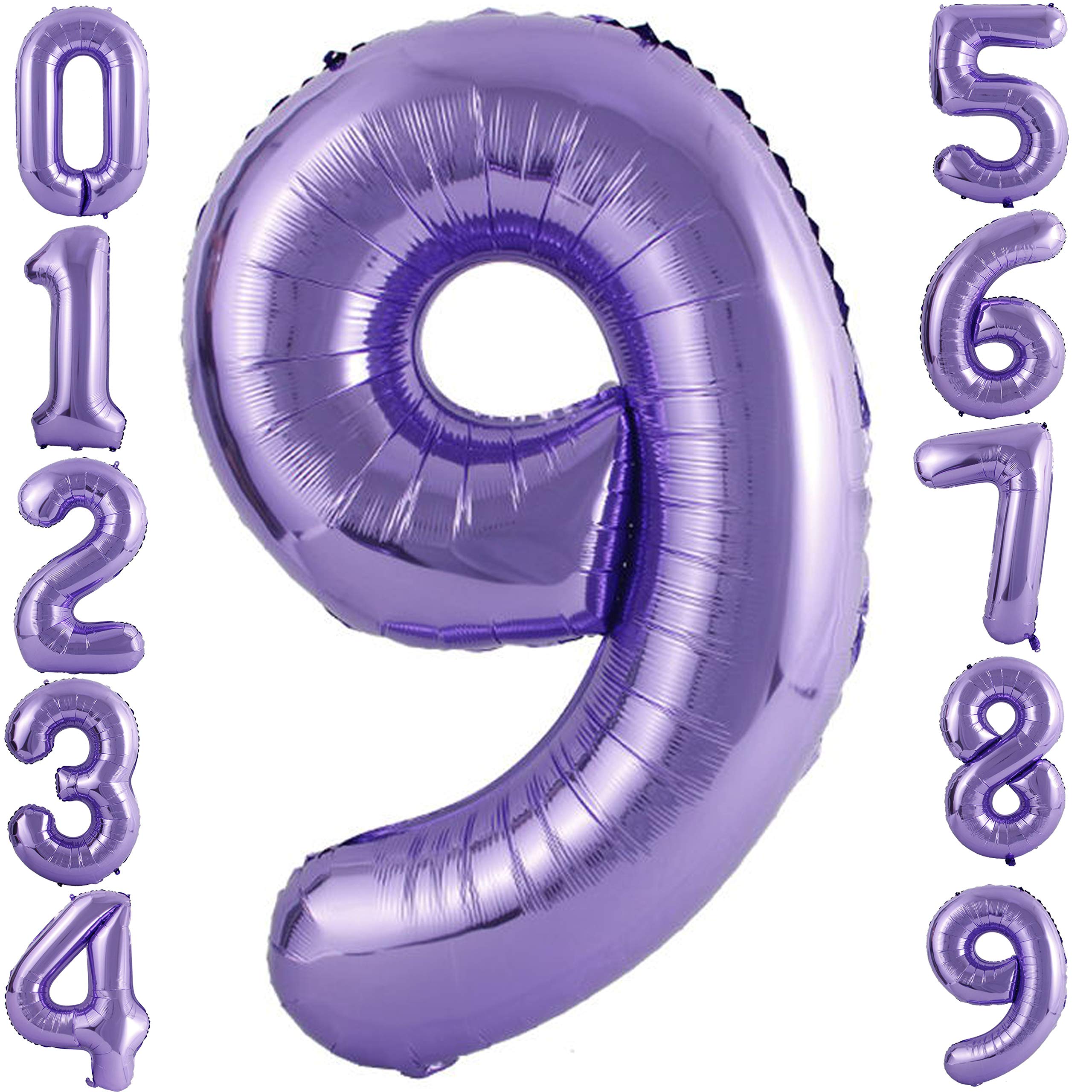 40 Inch Purple Foil Number 9 Balloons for Birthday Party Decorations, Anniversary Celebrations & Graduation Events