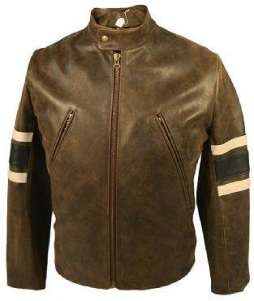Classyak Men's Distressed Real Leather Biker Jacket - Vintage Motorcycle Jacket for Men - Perfect for Riding, Casual Wear & Outdoor Adventures
