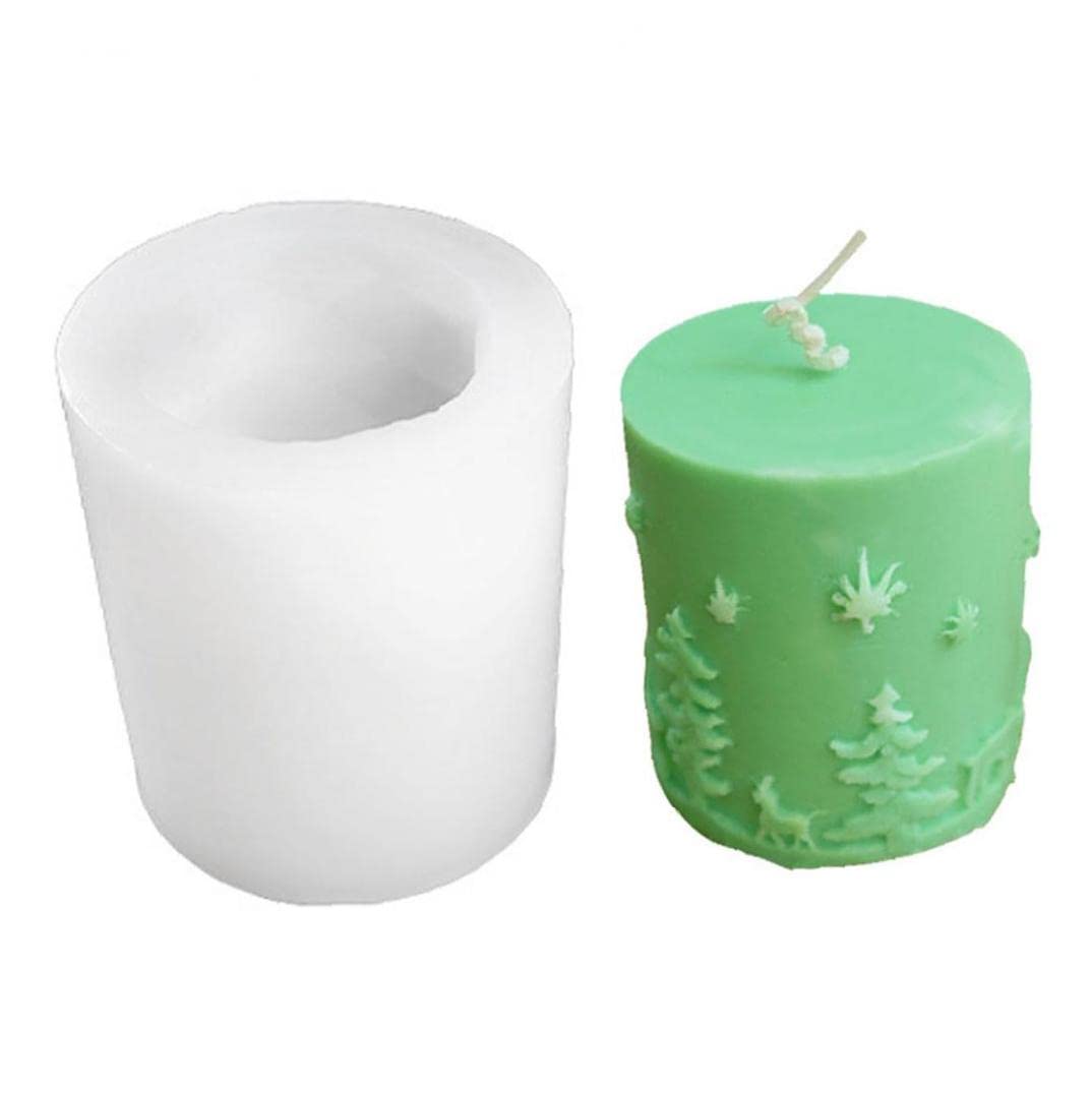 Christmas Silicone Cylinder Candle Mold - DIY Soap, Fondant & Chocolate Decorating Tool for Holiday Baking - Perfect for Xmas Candle Making, Soap Crafting & Festive Desserts