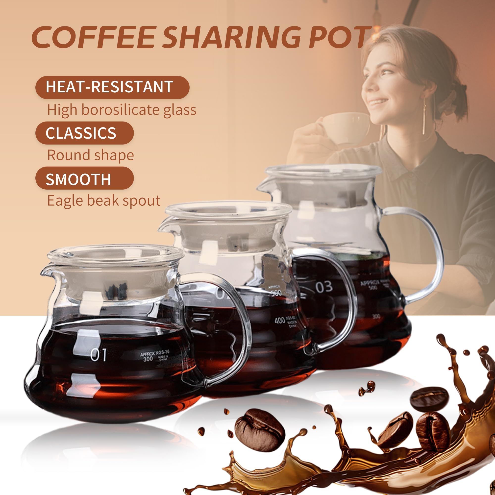 Premium Glass Coffee Carafe for Drip Coffee Makers - 20oz (600ml) Clear Coffee Server with Lid - Perfect for Home, Office & Cafe Use - Ideal for Pour Over, French Press & Iced Coffee Brewing