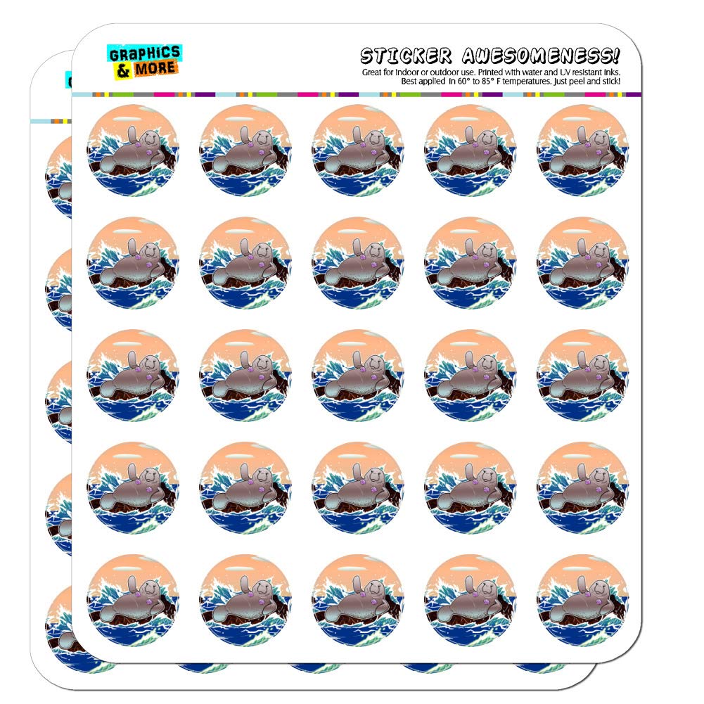 Funny Waving Manatee Mermaid Stickers for Planner, Calendar & Scrapbooking - Ocean Theme Crafting Decals for DIY Projects, Journals & Bullet Notebooks