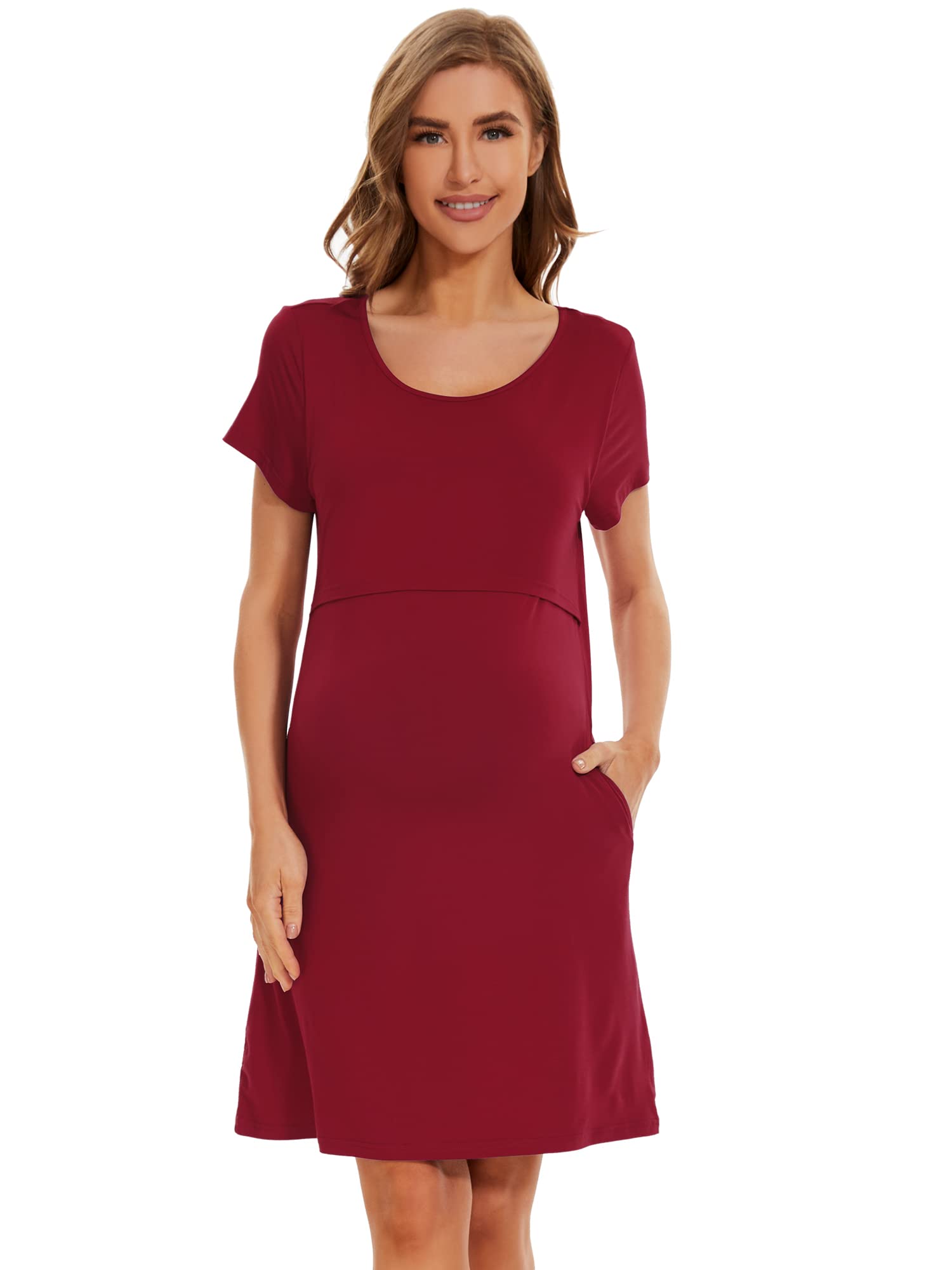 Soft Viscose Bamboo 3-in-1 Maternity Nightgown - Labor, Delivery & Nursing Gown with Breastfeeding Access - Comfortable Sleep Shirt for Pregnancy & Postpartum (Sizes S-XXL) - Perfect for Hospital Stay, Nursing at Home and Relaxing Maternity Wear