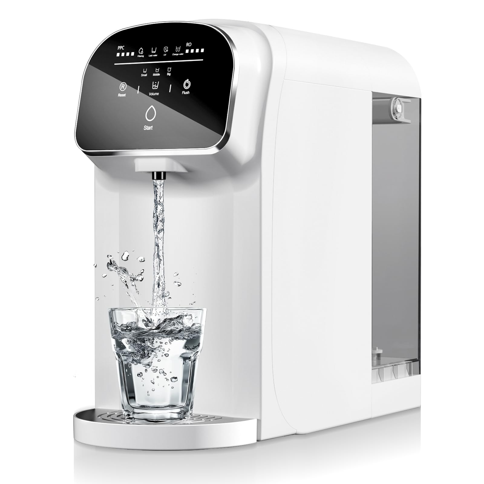 5-Stage Countertop Reverse Osmosis Water Filter System with UV Purification, 5:1 Pure to Drain Ratio - Portable No Installation RO Filtration for Home & Office - Pure Drinking Water for Coffee, Tea, Cooking & Hydration - Off White