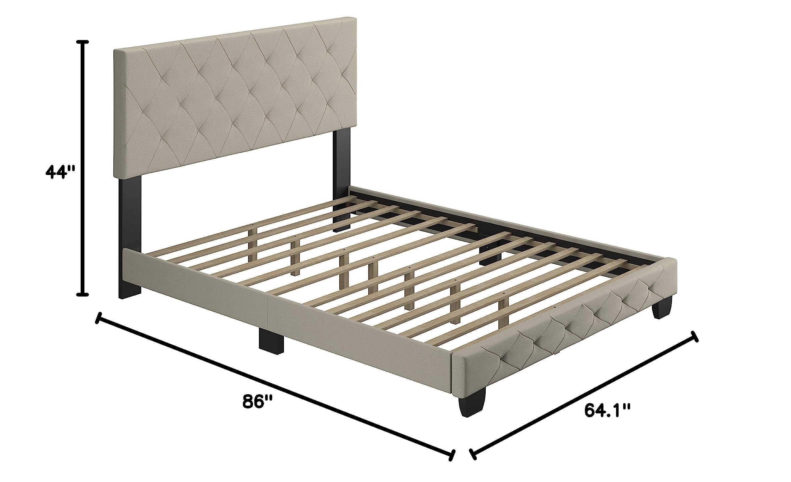 Boyd Sleep Chloe Queen Size Platform Bed Frame - Off White Linen Upholstered, Adjustable Headboard, No Box Spring Needed | Easy Assembly, Quiet & Sturdy Mattress Support | Perfect for Master Bedrooms, Guest Rooms & Modern Apartments
