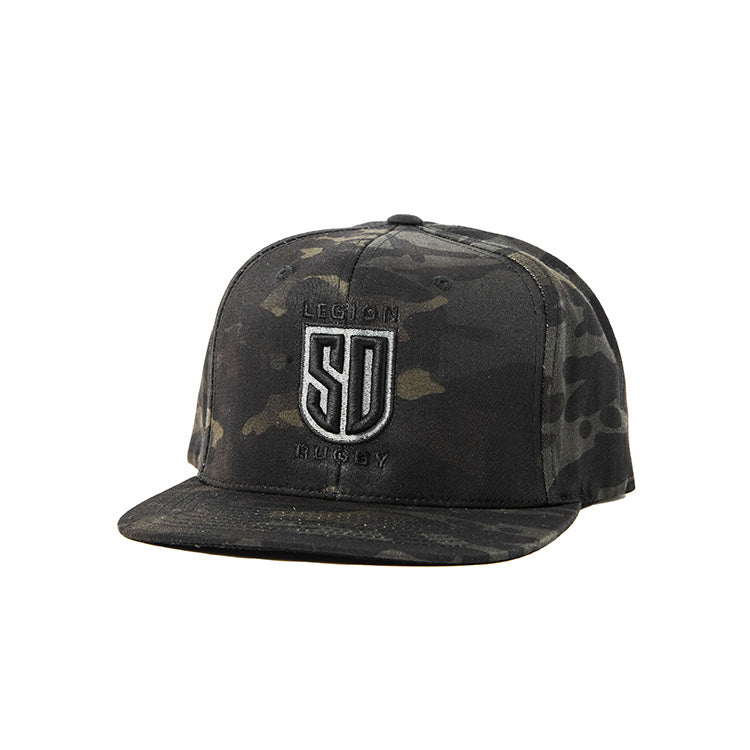 SD LEGION Snap Camo Shield Logo - Tactical Baseball Cap for Outdoor Adventures, Hiking & Military Enthusiasts