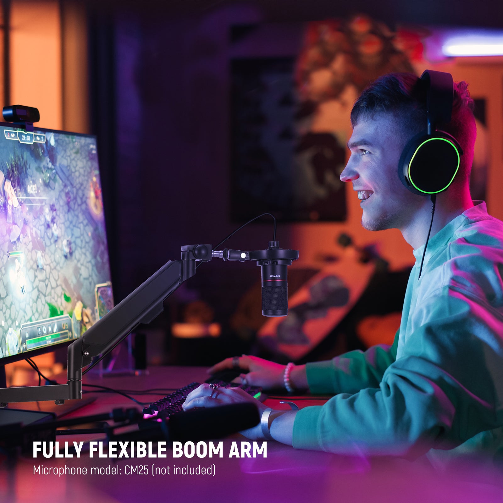 NEEWER MS002 Low Profile Microphone Arm Desk Mount - Perfect for Podcasting, Streaming, and Home Studio Recording
