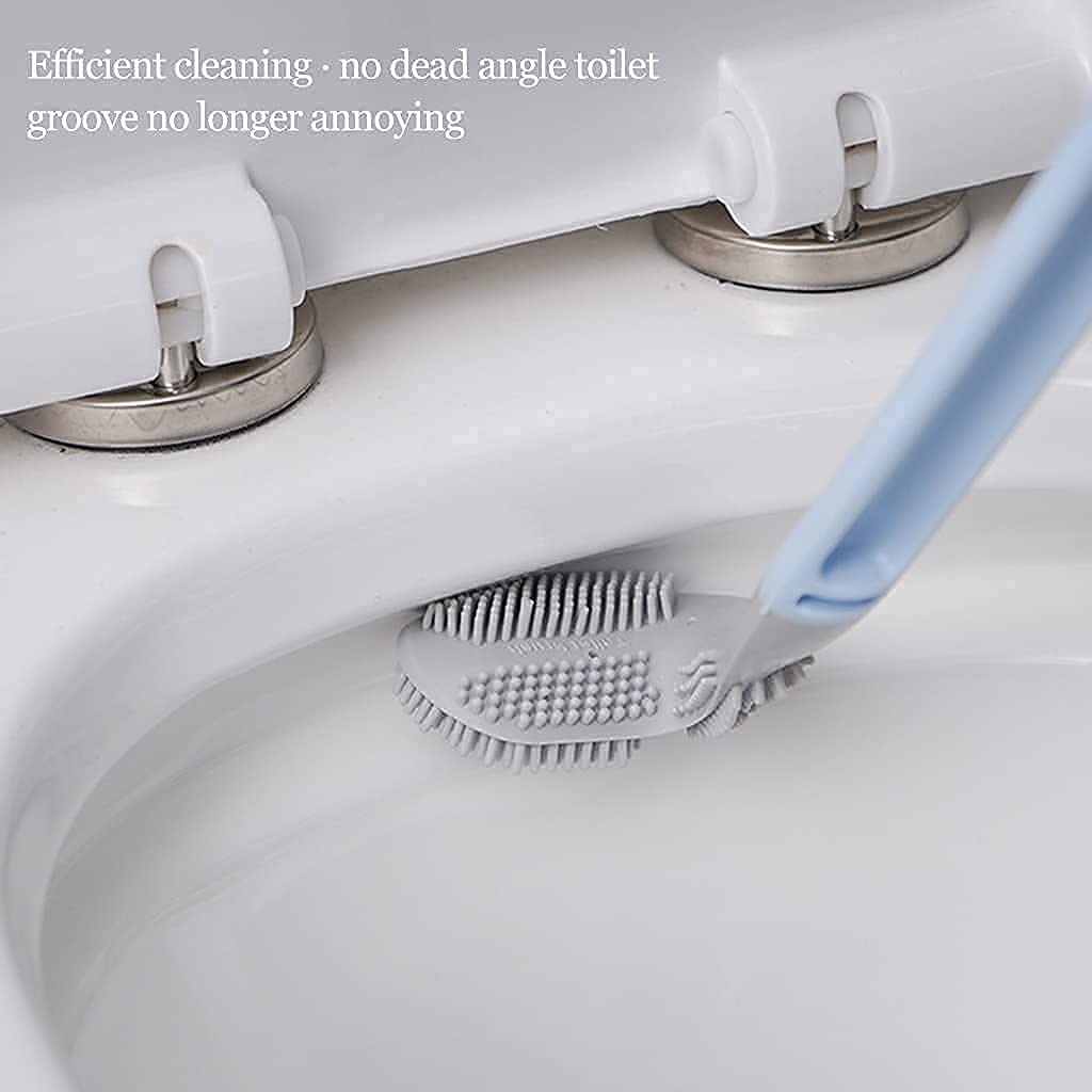 Flexible Silicone Toilet Brush with Non-Slip Long Handle - Bendable Golf Head Design for Deep Cleaning - Bathroom Essentials for Home, RV & Boat - 1 Pack