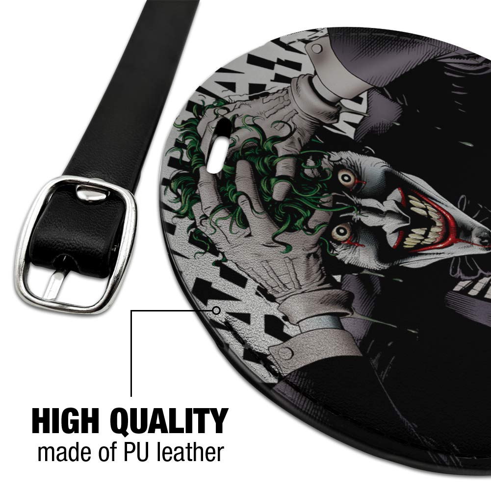 Batman Disturbed Joker Round Leather Luggage Tag - Personalized Suitcase ID Tag for Carry-On Bags - Perfect for Travel, Business Trips & Cosplay Events