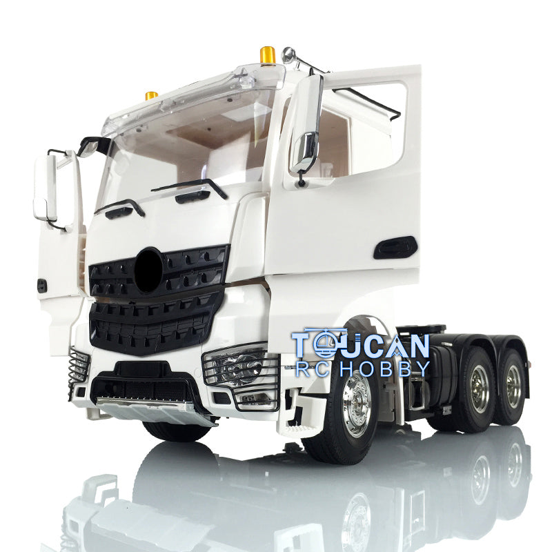 1/14 Scale 6x4 Unpainted RC Tractor Truck Kit with 3 Axles, 35T 540 Motor & Openable Doors - DIY Radio Control Hobby Model for Off-Road Adventures & Construction Site Play