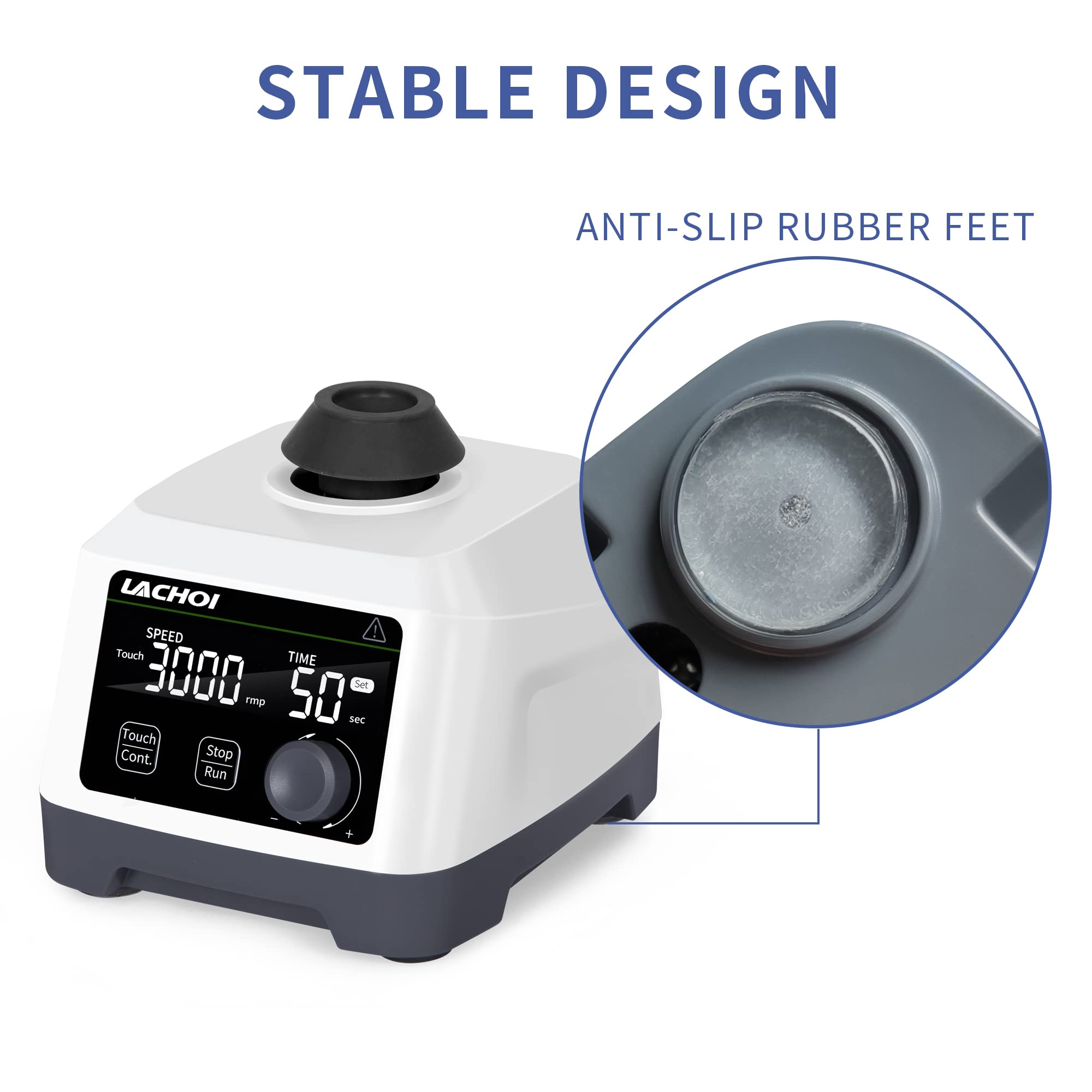 Lab Vortex Mixer 100-3000 RPM with LCD Touch Display, Continuous Speed & Timer - Perfect for DNA/RNA Mixing, Cell Culture, and Lab Sample Preparation