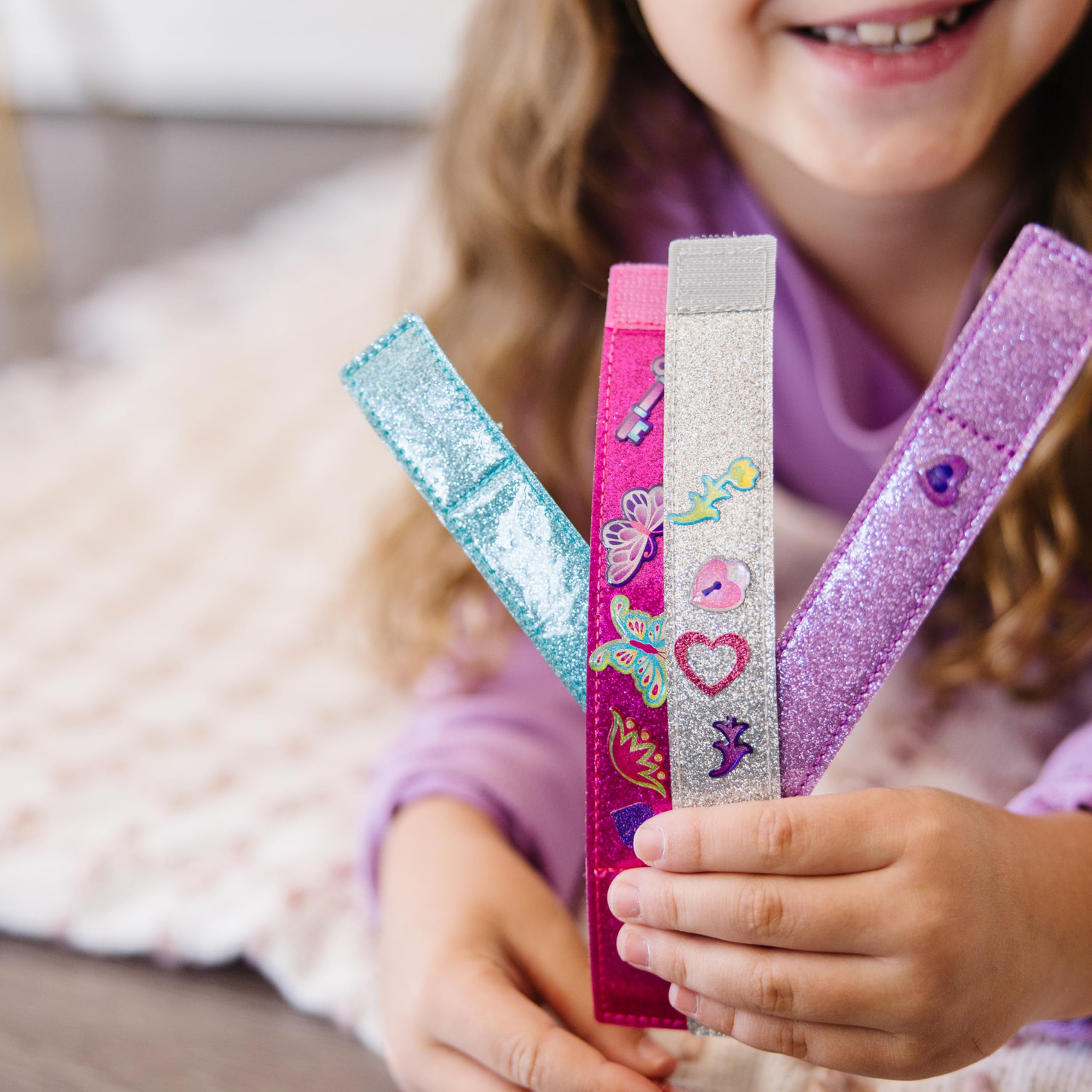 Melissa & Doug Design Your Own Bracelets Kit - 100+ Sparkle Gem Glitter Stickers for Girls DIY Jewelry Making, Perfect for Birthday Gifts & Creative Play