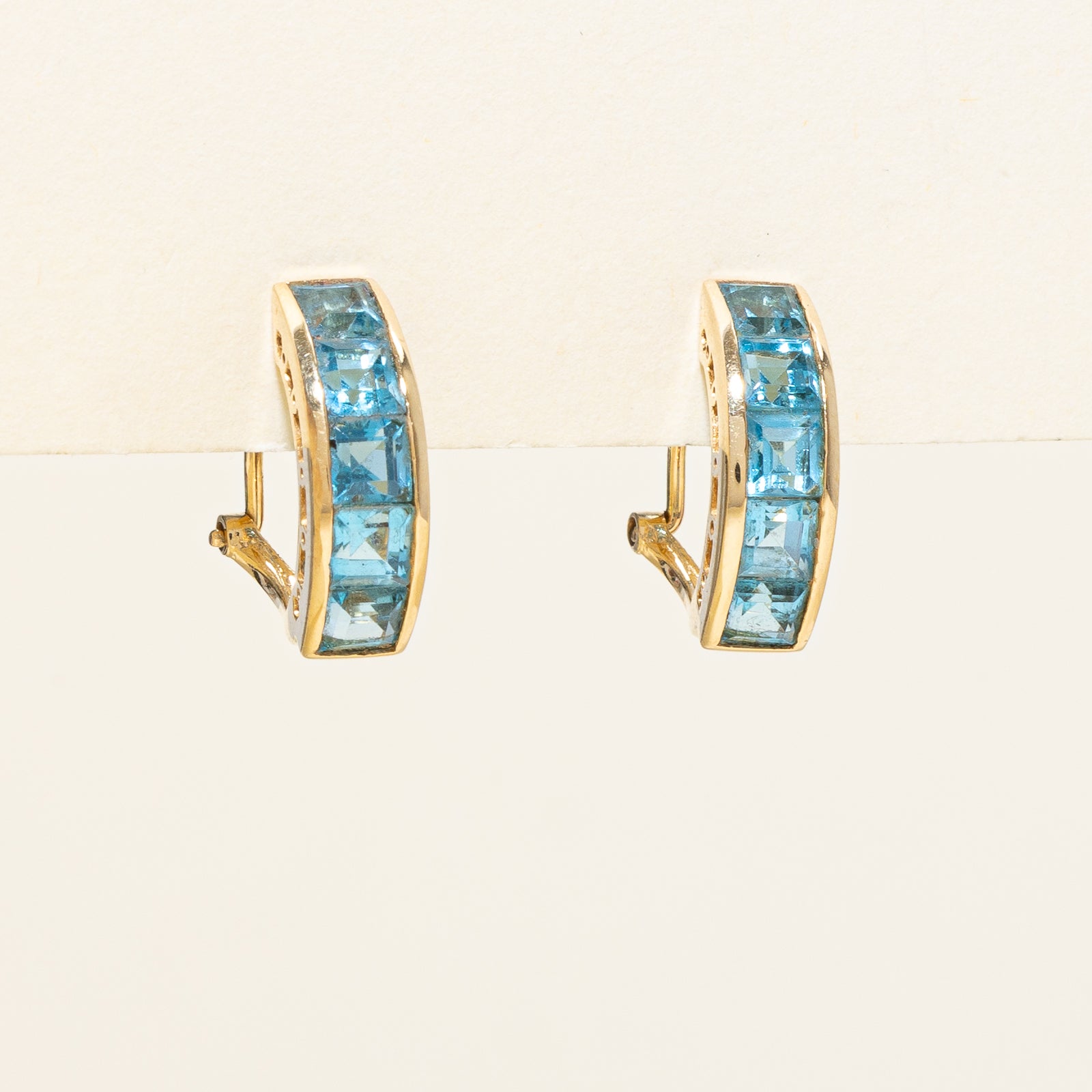 4.00ctw Blue Topaz Channel Set Huggie Earrings - Elegant Everyday Jewelry for Women, Perfect for Gifts & Special Occasions