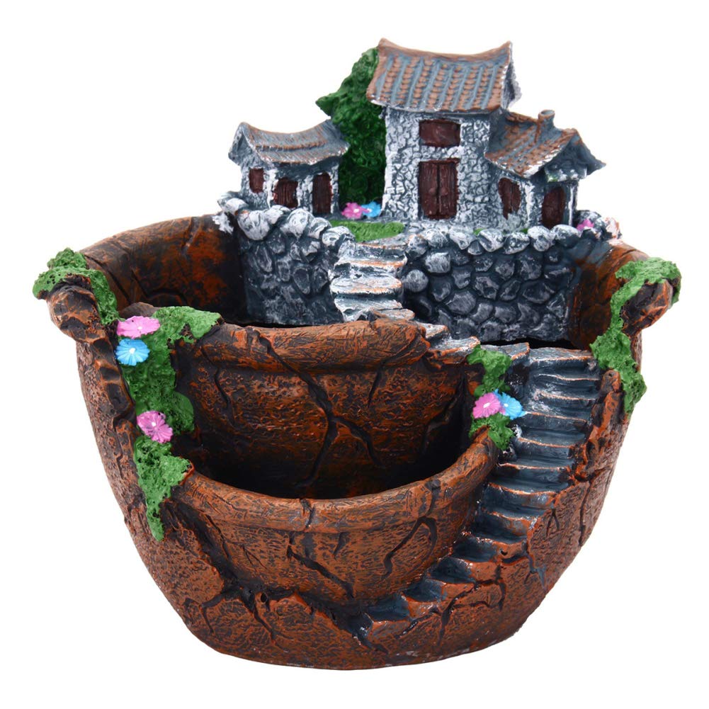 IOAOAI Multi-Layer Cascading Flower Pots - Modern Decorative Planters for Succulents, DIY Home & Garden Decor, Orange Tree House Sculptures | Perfect for Indoor Gardening, Balcony Decor & Creative Gift Ideas