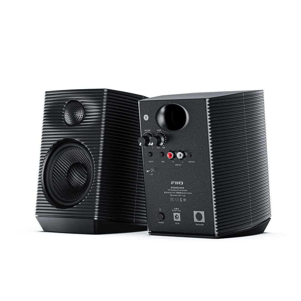 FIIO SP3 High Fidelity Active Desktop Speakers - Premium Stereo Sound for PC, Mac, Gaming & Home Office (Black) | Perfect for Music Production, Streaming & Audiophile Listening