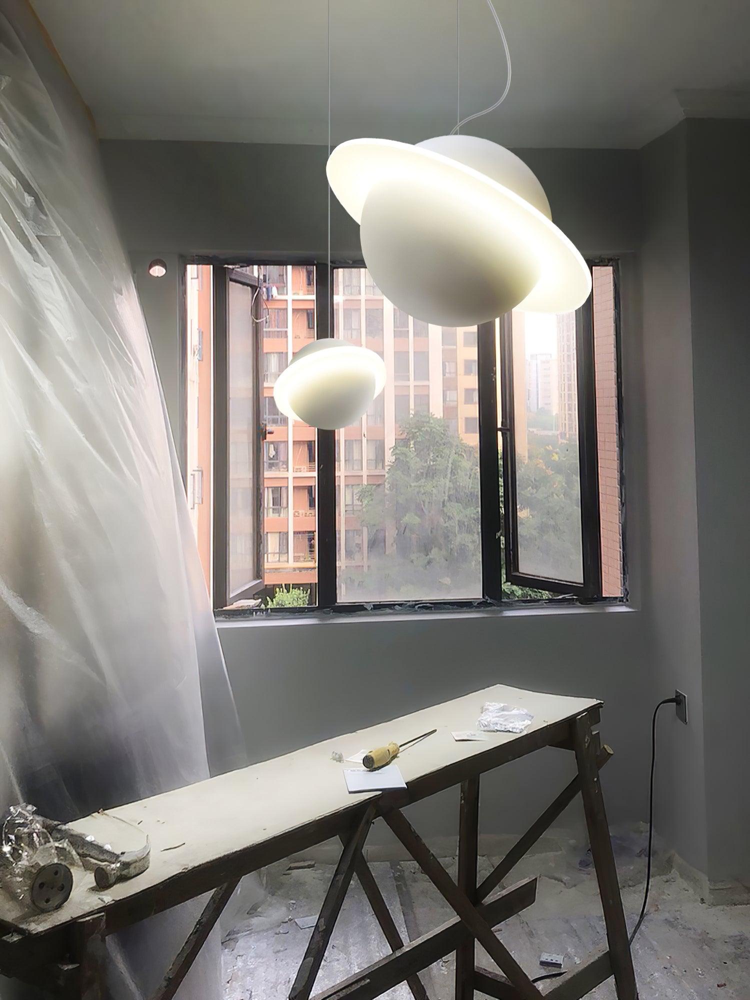 Jupiter Ring Pendant Light - Modern LED Ceiling Fixture for Kitchen Island, Dining Room & Bedroom Lighting | Dimmable Hanging Chandelier with Adjustable Height