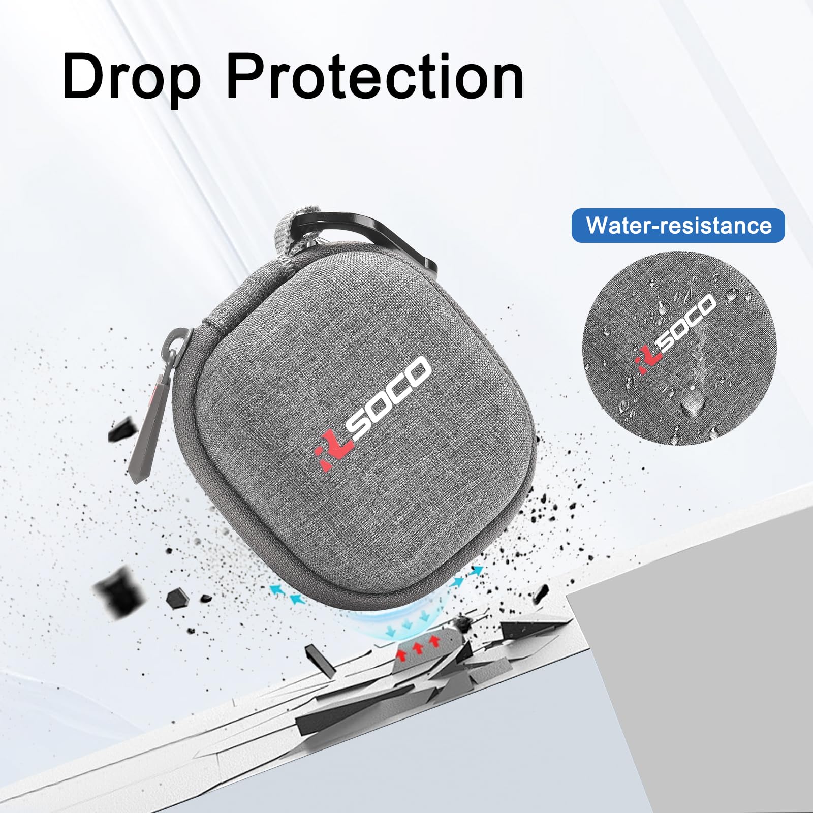 Premium RLSOCO Protective Case for Bose QuietComfort Earbuds II & Ultra - Shockproof Cover with Carabiner (Grey) | Travel, Gym & Outdoor Use