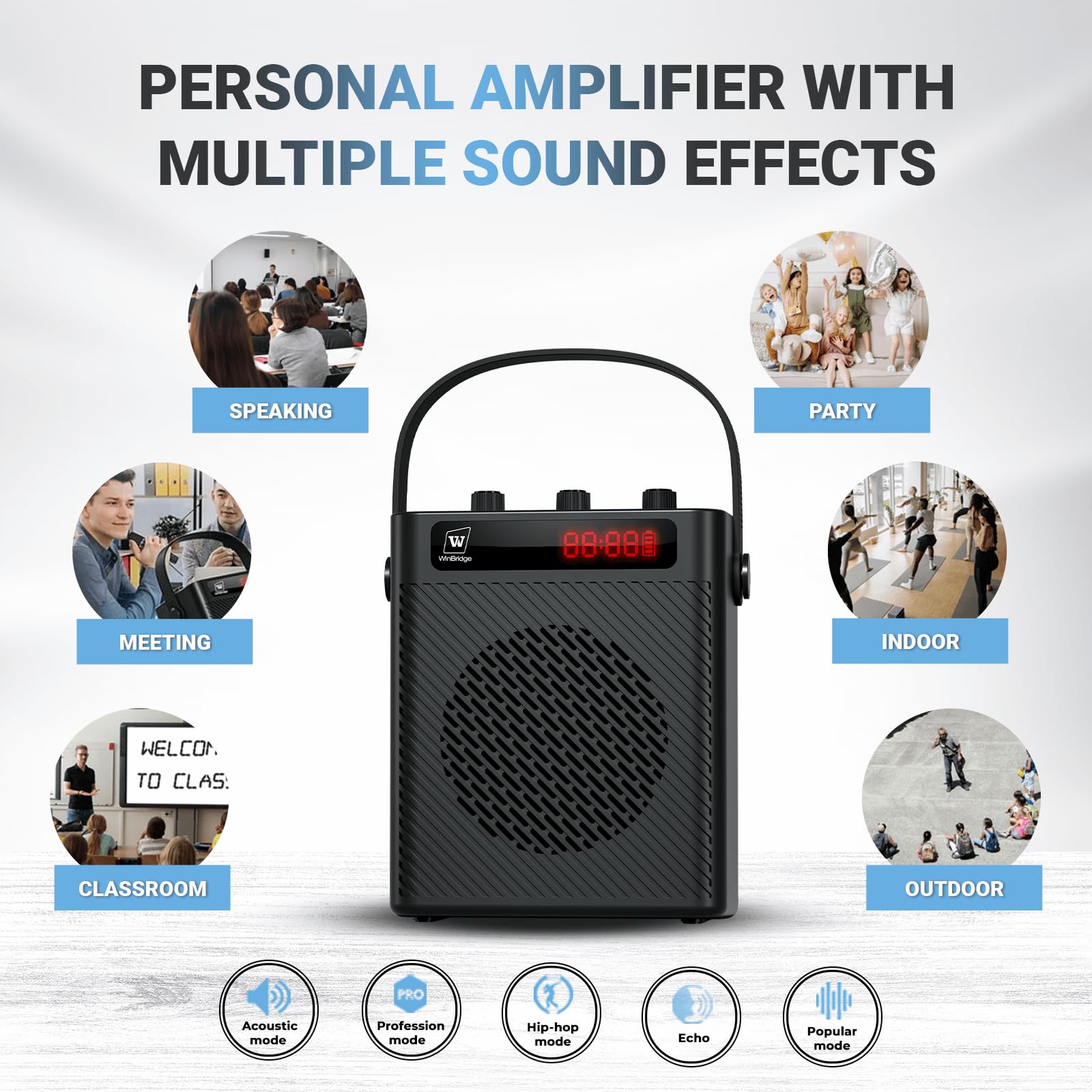 Bluetooth 5.3 Wireless Voice Amplifier - 40W Rechargeable Megaphone with Handheld Microphone, 4 Sound Effects | Portable PA System for Teachers, Presenters & Outdoor Events | Ideal for Classroom Presentations, Public Speaking & Crowd Control