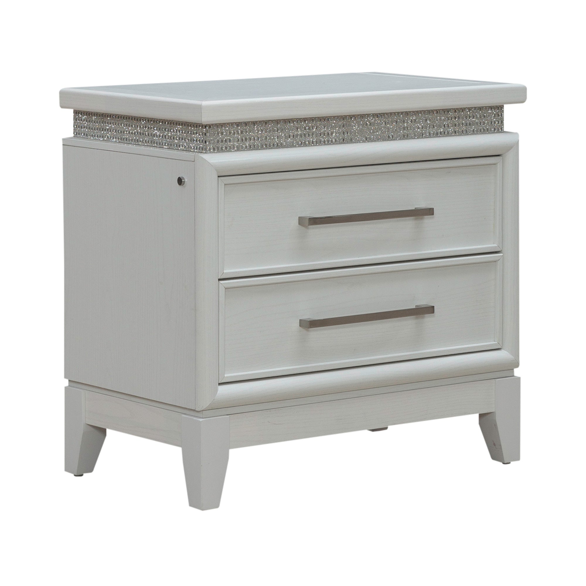 Modern LED Nightstand with USB Ports - Adjustable Brightness Bedside Table for Bedroom, Living Room & Nursery - Perfect for Reading, Charging Devices & Nighttime Convenience