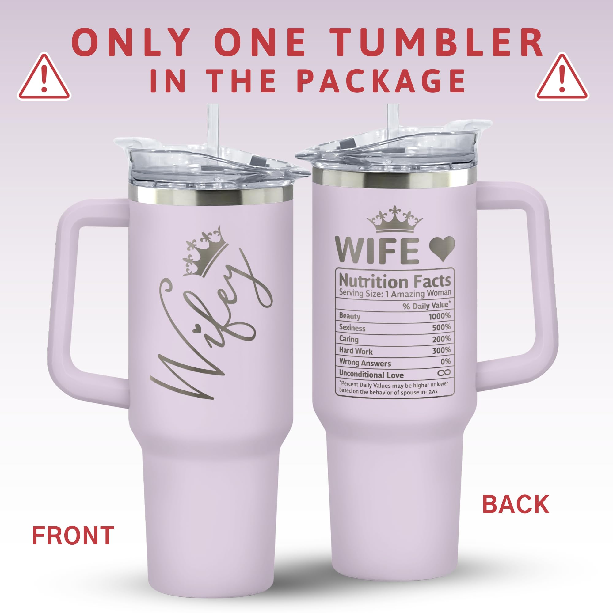 40oz Purple Stainless Steel Tumbler - Romantic Love Cup for Wife | Perfect Wedding Anniversary, Birthday, Valentine's Day, Mother's Day & Christmas Gift for Her | Insulated Travel Mug for Coffee, Tea & Cold Drinks | Ideal for Home, Office & Outdoor Use
