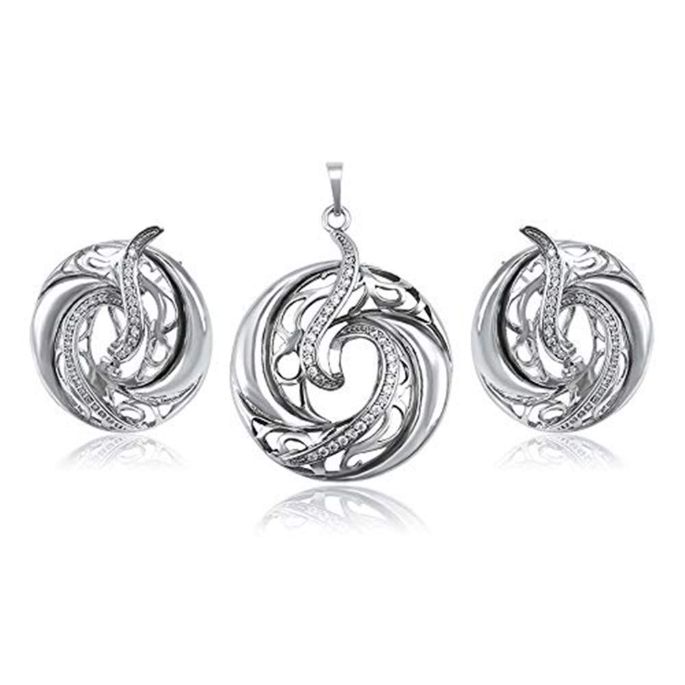 18k Gold Plated Copper CZ Pendant Earrings Set for Women | Elegant Cubic Zirconia Jewelry | Perfect for Parties, Weddings & Special Occasions