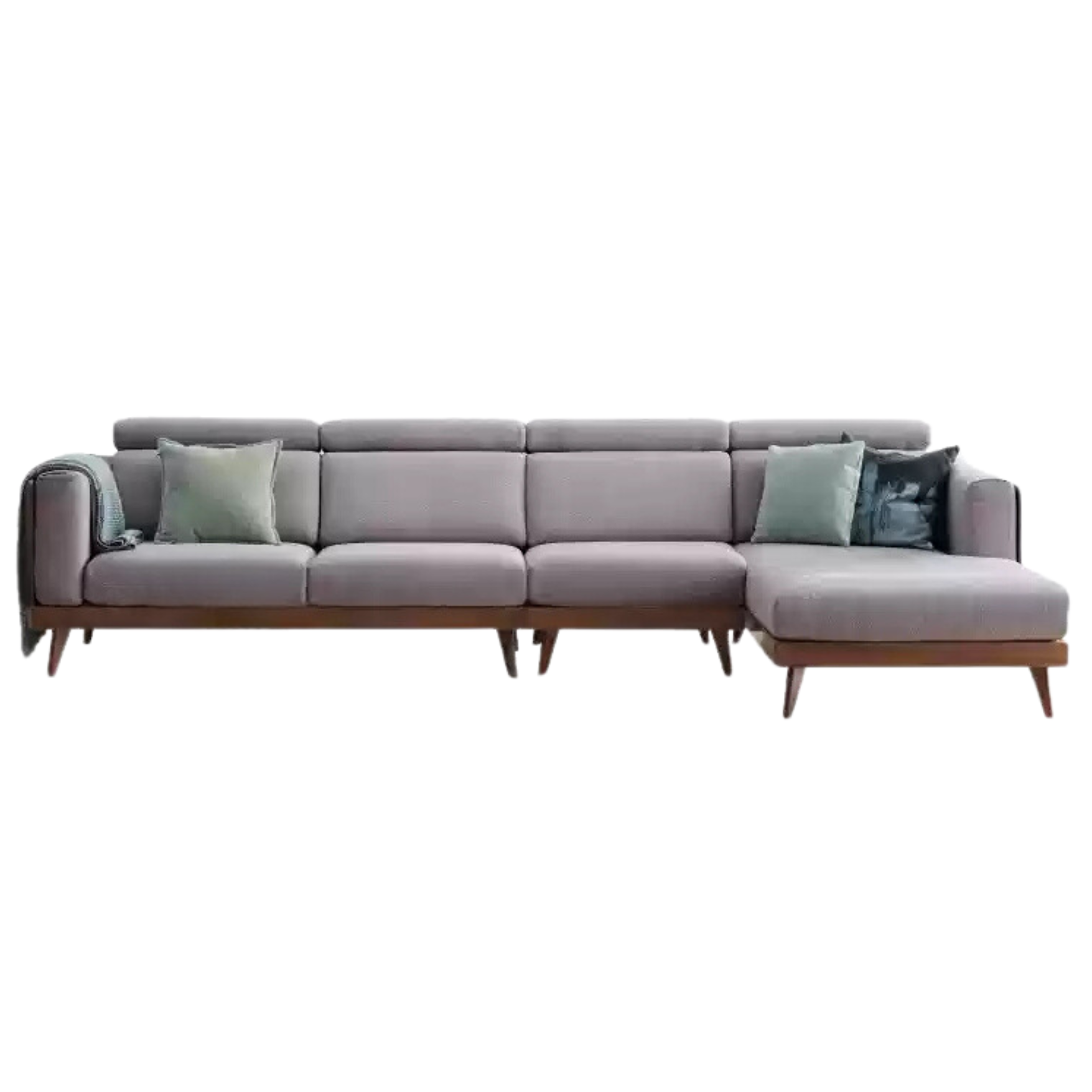 Premium Black Walnut & Ash Solid Wood Adjustable Headrest Sofa - Modern Living Room Furniture for Relaxation & Comfort