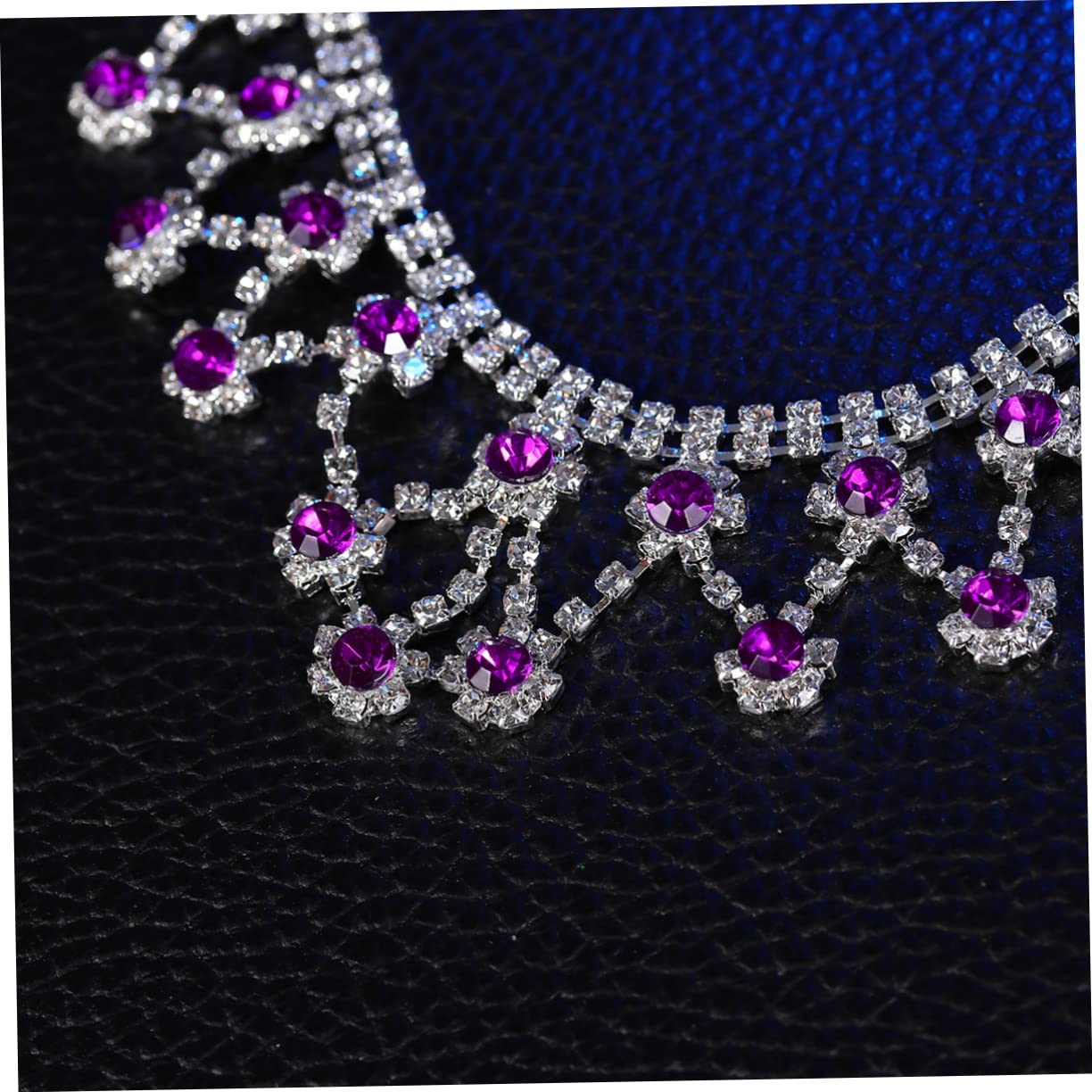 FRCOLOR 2-Piece Purple Wedding Tiara Forehead Chain Bridal Headpiece - Elegant Bride Forehead Jewelry for Wedding, Prom, Party & Special Occasions