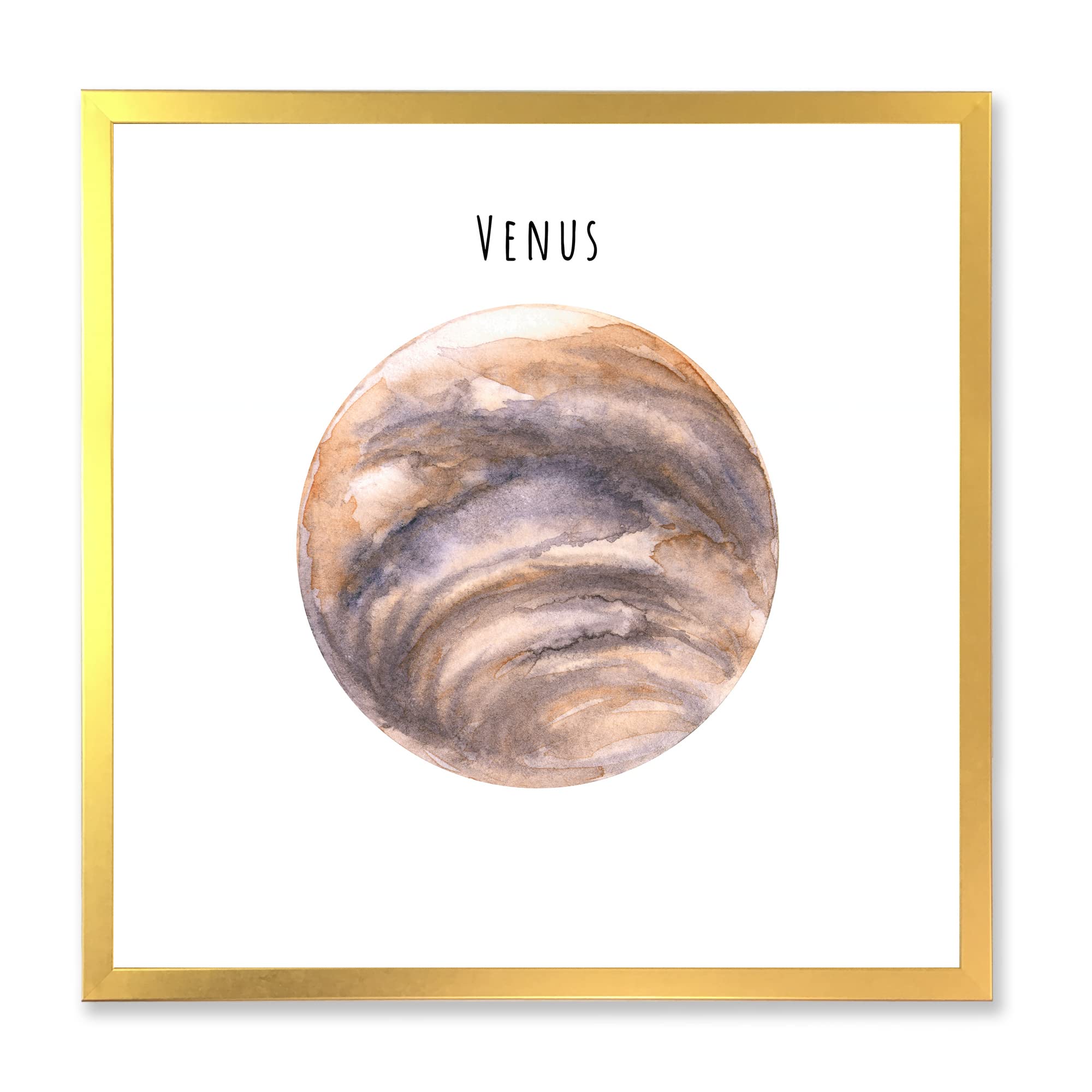 DesignQ Planet Venus Bohemian & Eclectic Framed Wall Art - Vintage Home Decor for Living Room, Bedroom & Office - Perfect for Boho, Mid-Century & Eclectic Interior Design Styles