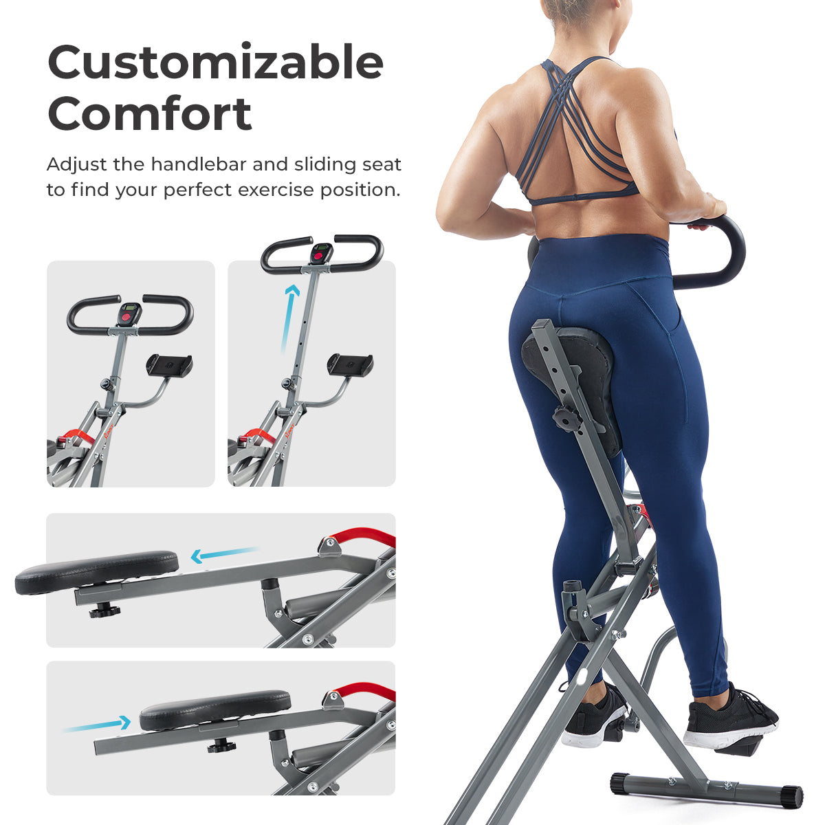 Smart Upright Row N Ride® Hydraulic Squat Assist Trainer Machine - Full Body Workout Equipment for Abs, Glutes & Legs | Home Gym Strength Training & Toning | Perfect for Small Spaces & Apartment Fitness