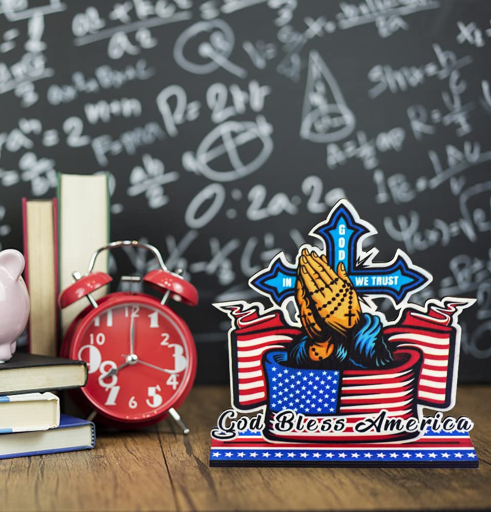 3PCS Patriotic Wooden Table Centerpiece Decorations - Memorial Day & 4th of July Party Supplies for Dining Table, Fireplace Mantel, and Outdoor BBQ Decor