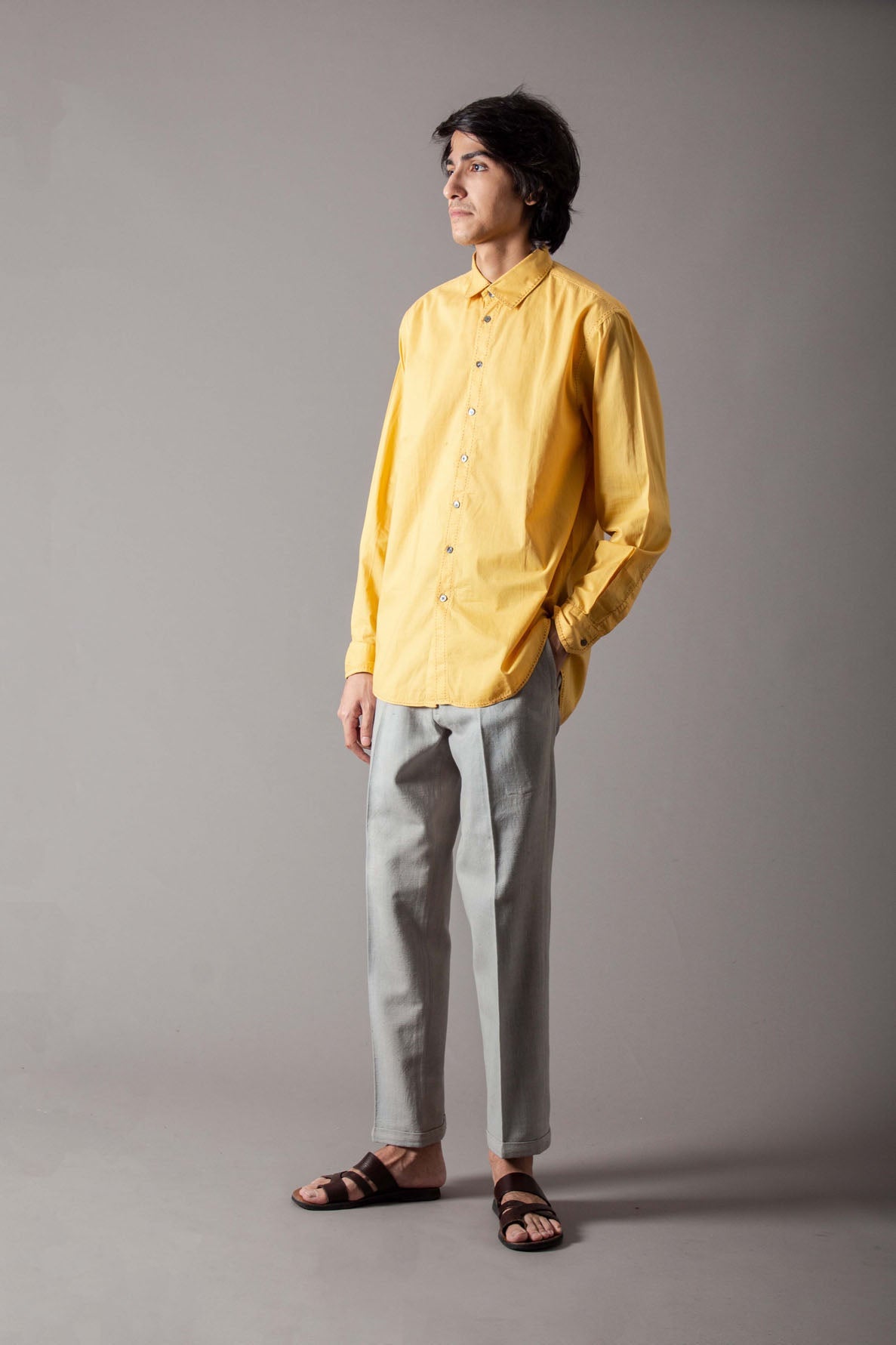 Handspun Handwoven Cotton Mustard Shirt for Men | Comfortable & Breathable Fabric | Perfect for Casual Wear & Summer Outfits