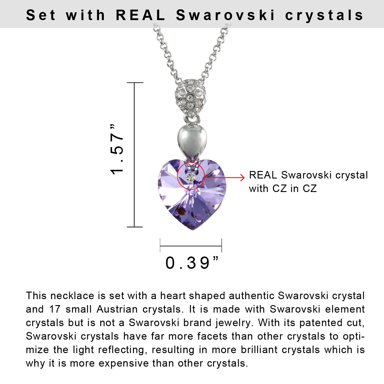 Sparkling Heart Crystal Necklace - Elegant Purple Gift for Her