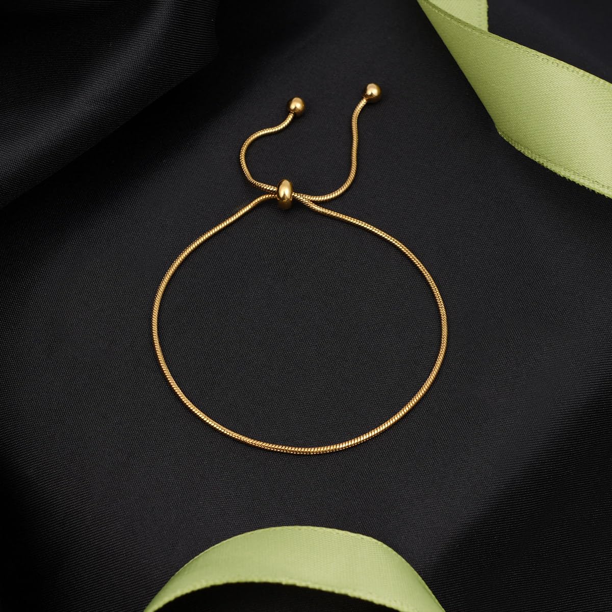 Yowivon Gold Plated Adjustable Bolo Bracelet for Women - Trendy Dainty Tennis Beaded Bracelet, Tarnish Free Fashion Jewelry Gift for Her - Perfect for Casual Wear, Office, Parties & Special Occasions